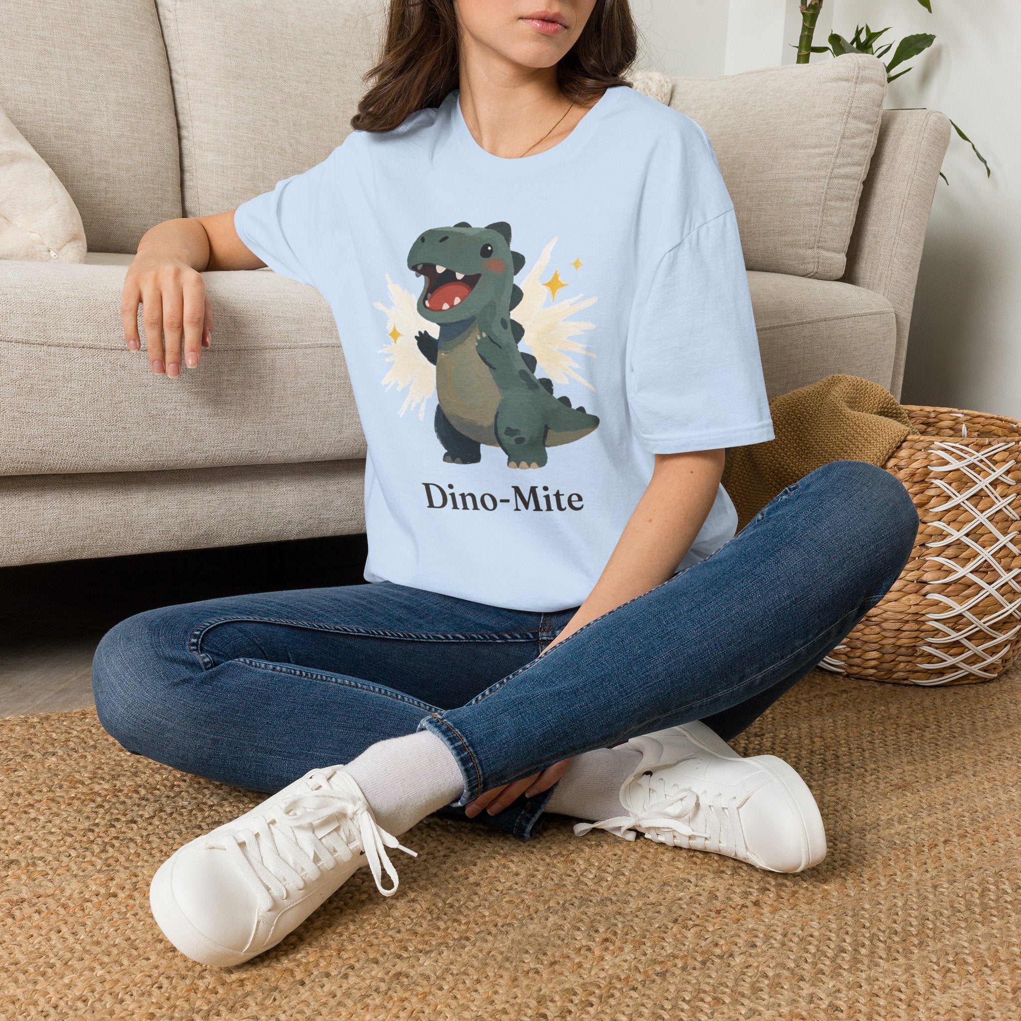 Dino-Mite T-Shirt — Cute Cheerful Dinosaur Pun Graphic Tee