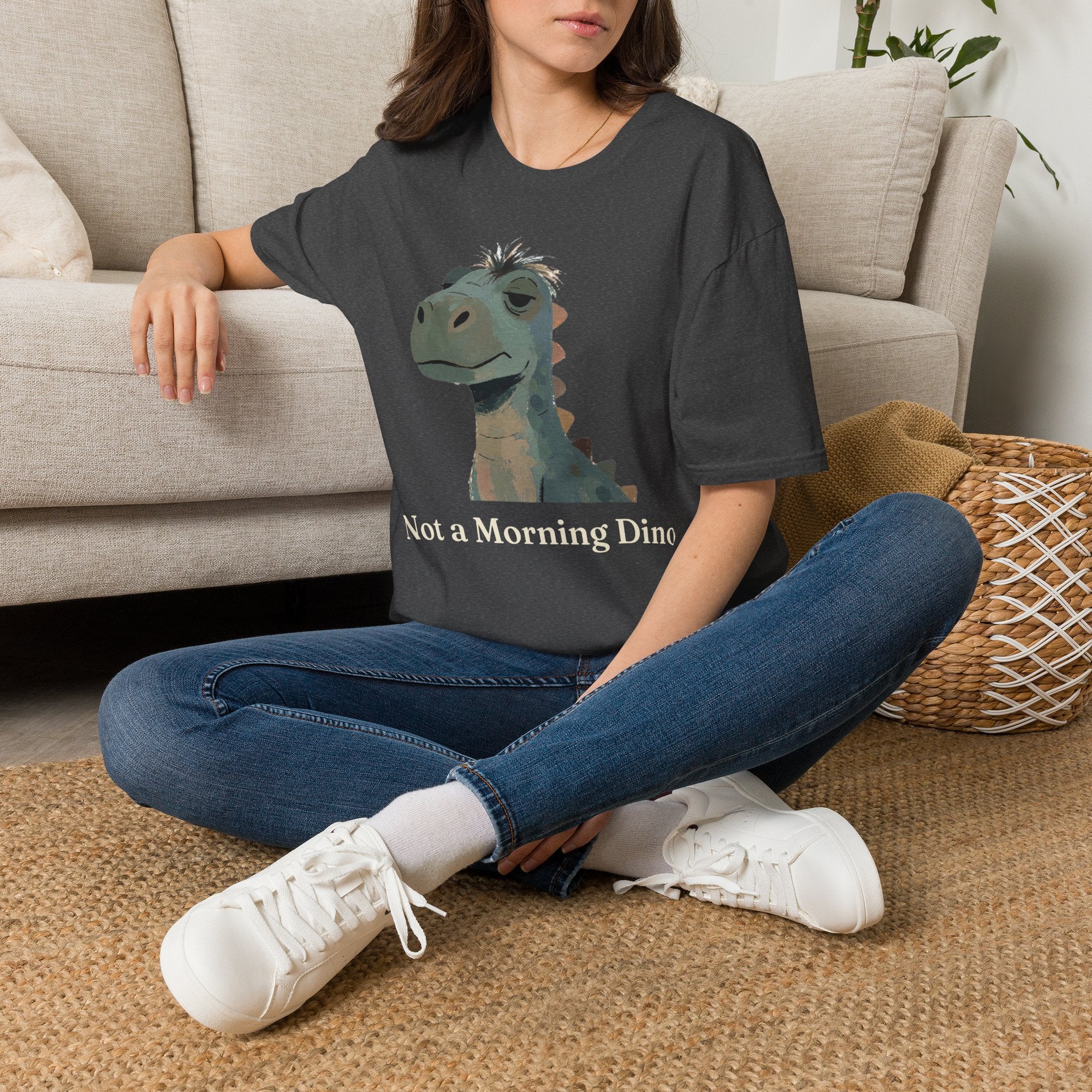 Not a Morning Dino T-Shirt — Funny Sleepy Dinosaur Graphic Tee