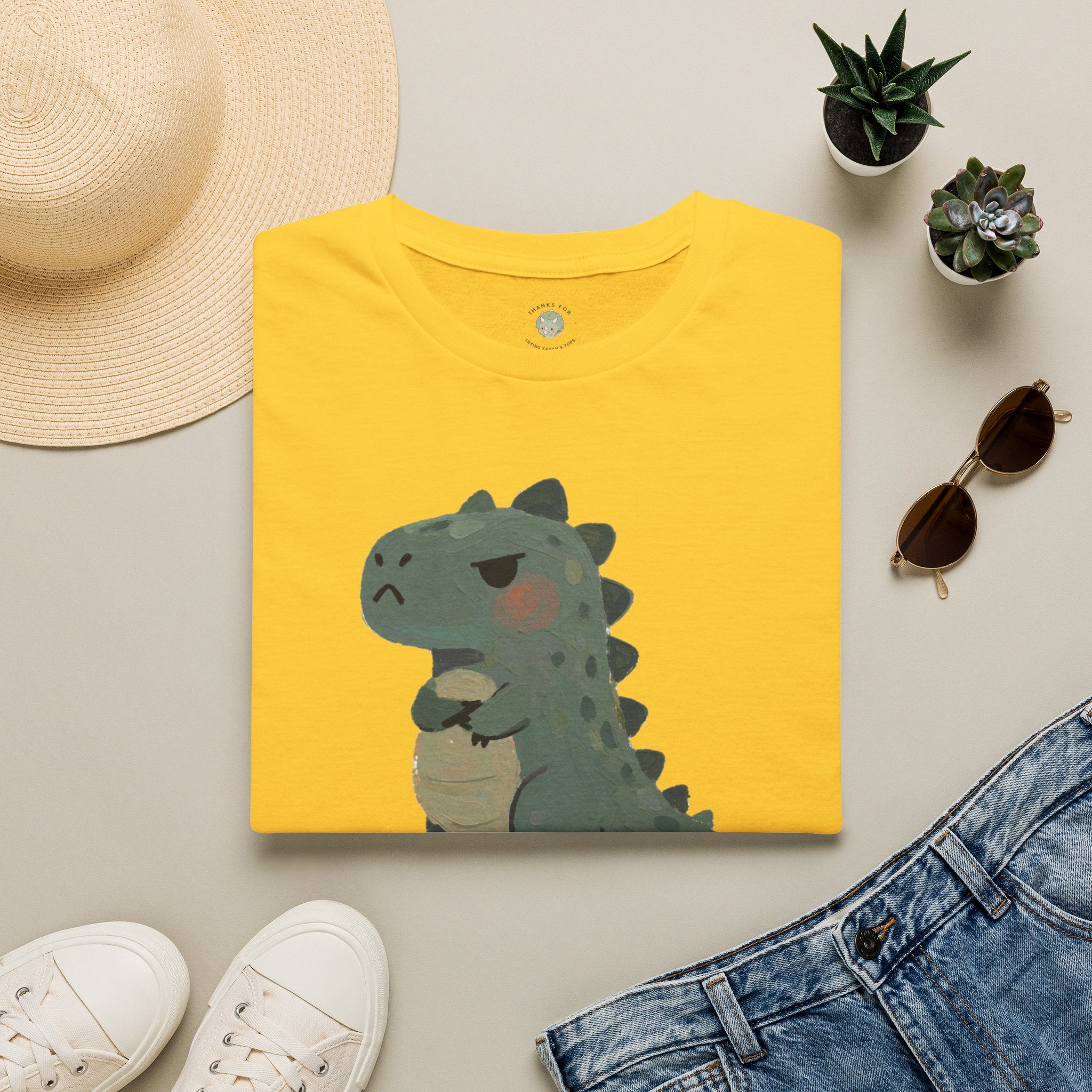 Hangry-Saurus T-Shirt — Funny Hungry Grumpy Dinosaur Graphic Tee