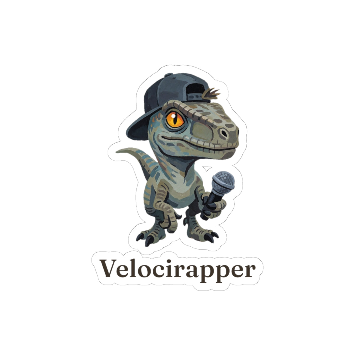 Velocirapper Sticker — Funny Rapper Raptor Dinosaur Vinyl Sticker