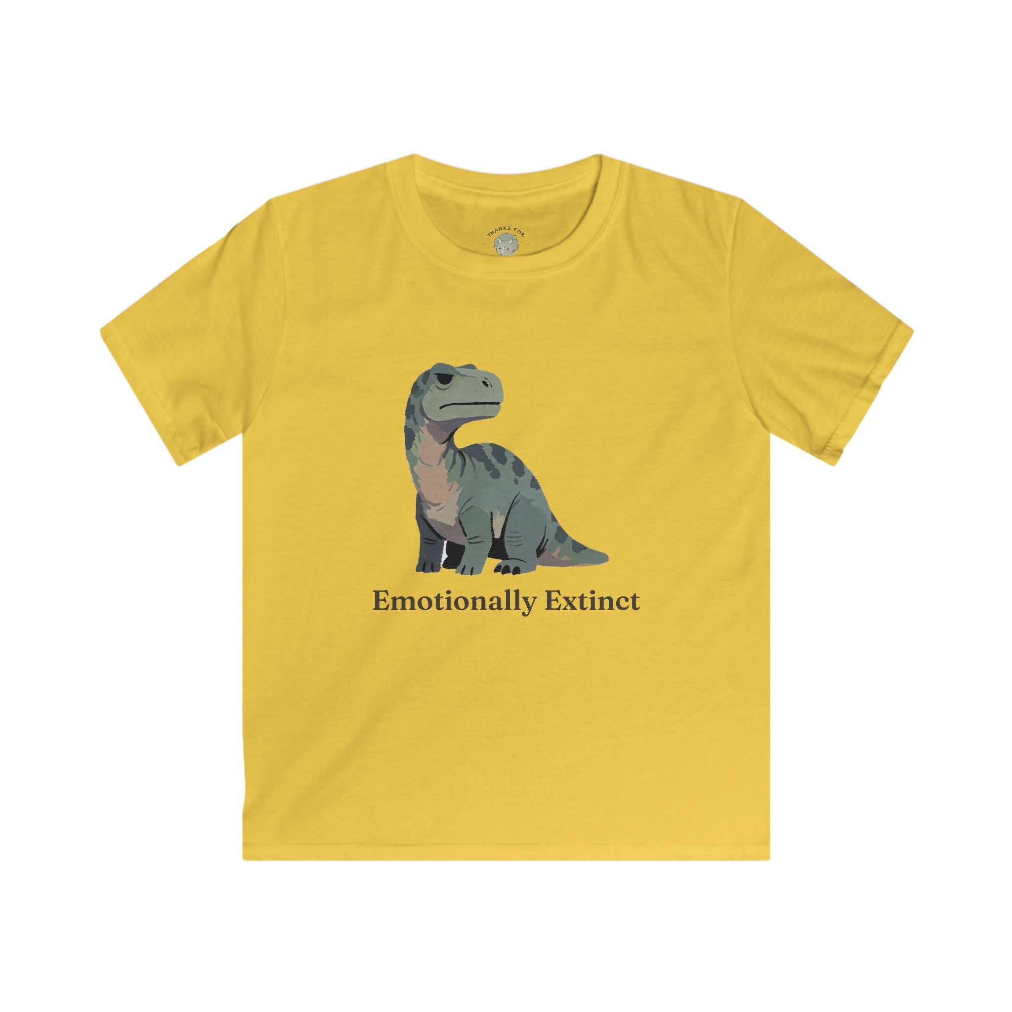 Kids Emotionally Extinct T-Shirt — Funny Deadpan Dinosaur Graphic Tee
