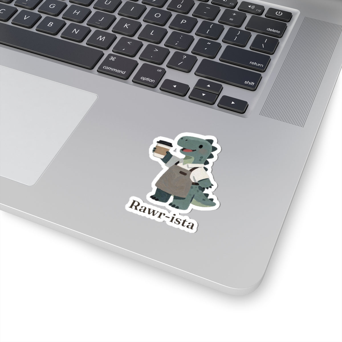 Rawr-ista Sticker — Funny Coffee Dinosaur Barista Vinyl Sticker
