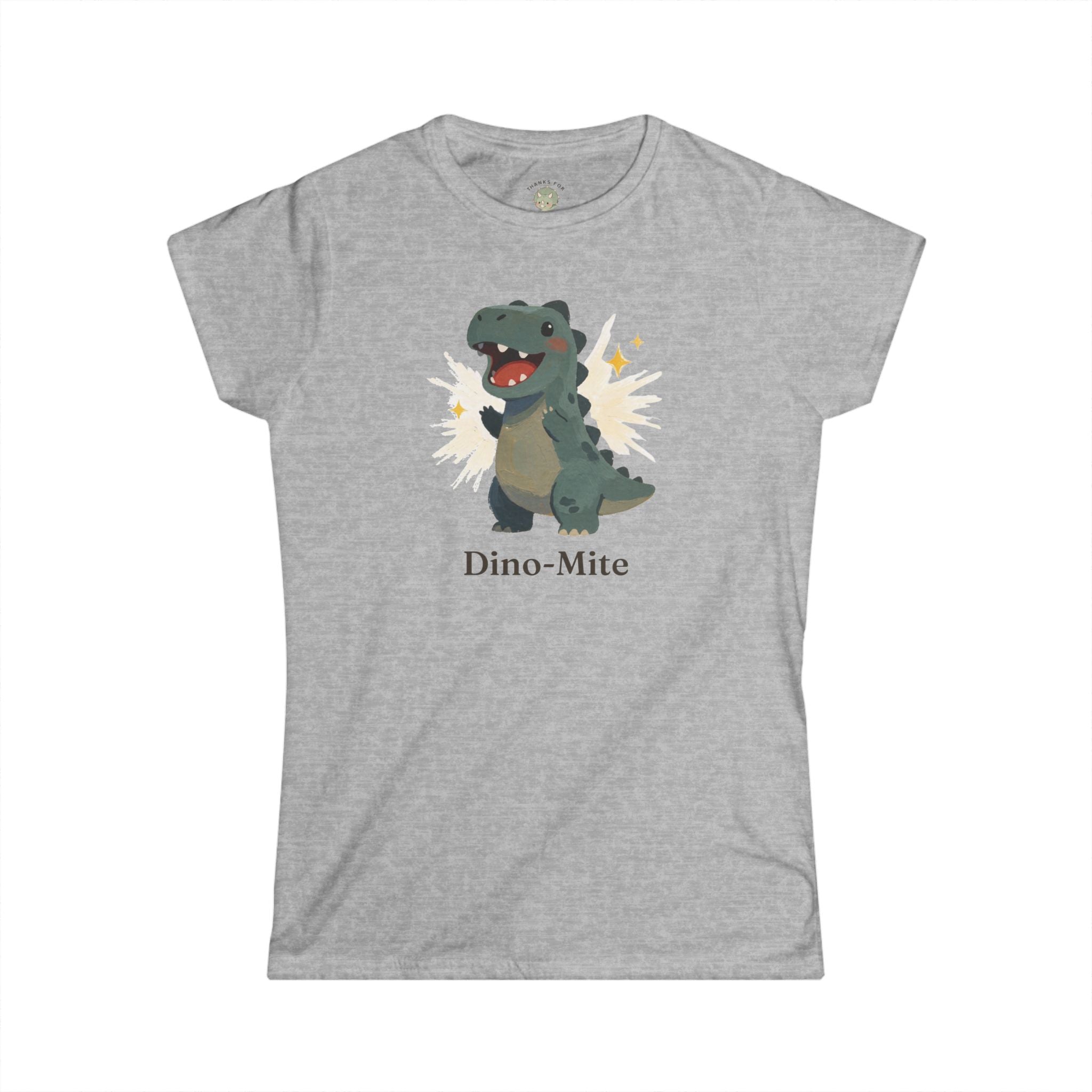 Women's Dino-Mite T-Shirt — Cute Cheerful Dinosaur Pun Graphic Tee