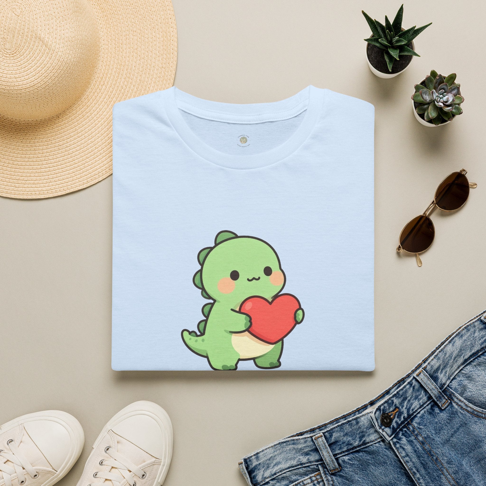 Tiny Arms, Big Heart Dino Tee — Kawaii T-Rex Heart Graphic T-Shirt