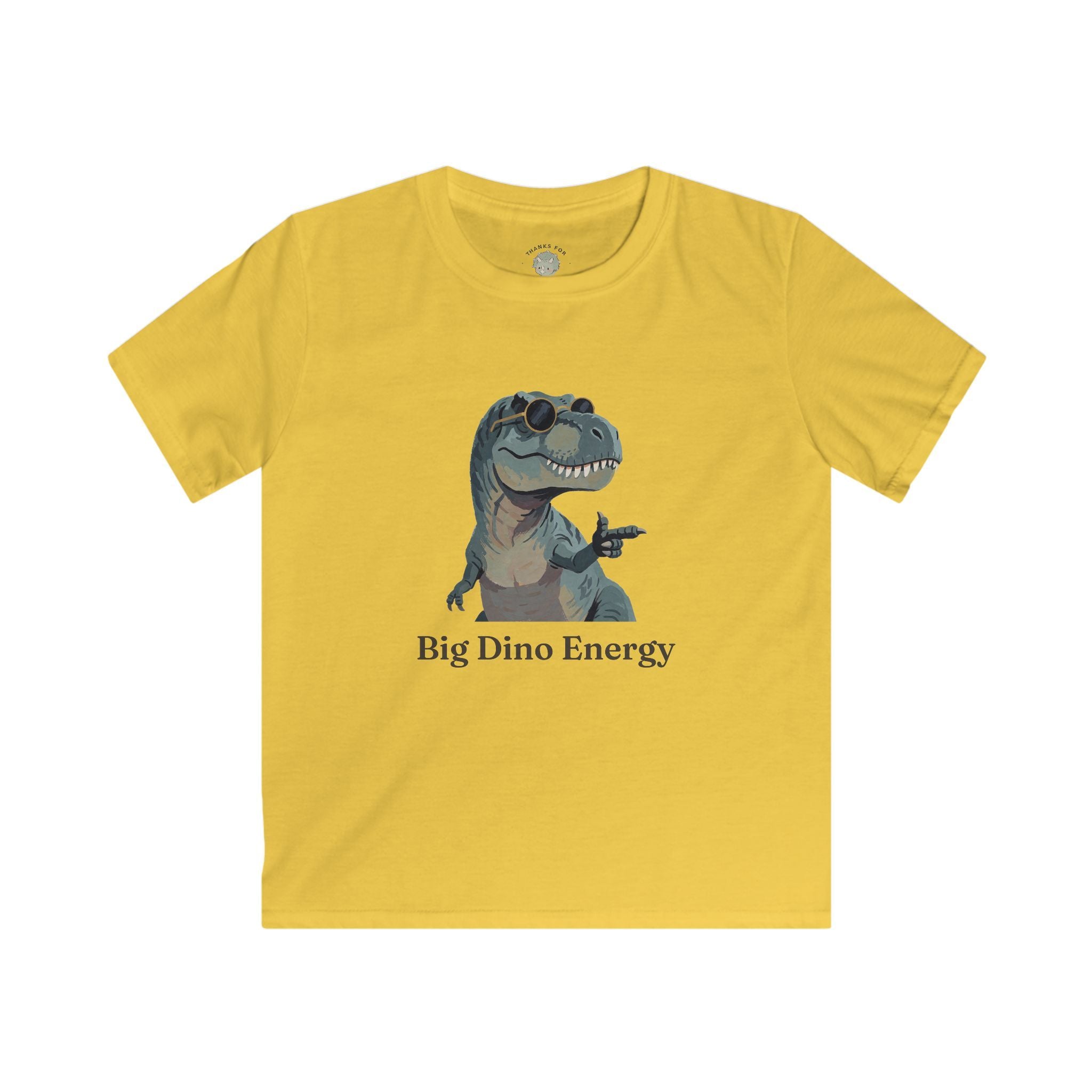 Kids Big Dino Energy T-Shirt — Funny Confident Cool Dinosaur Graphic Tee