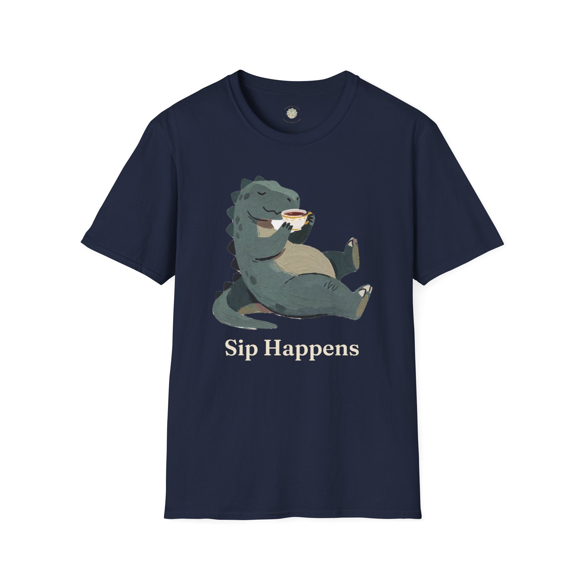 Sip Happens T-Shirt — Funny Dinosaur Coffee Tea Graphic Tee