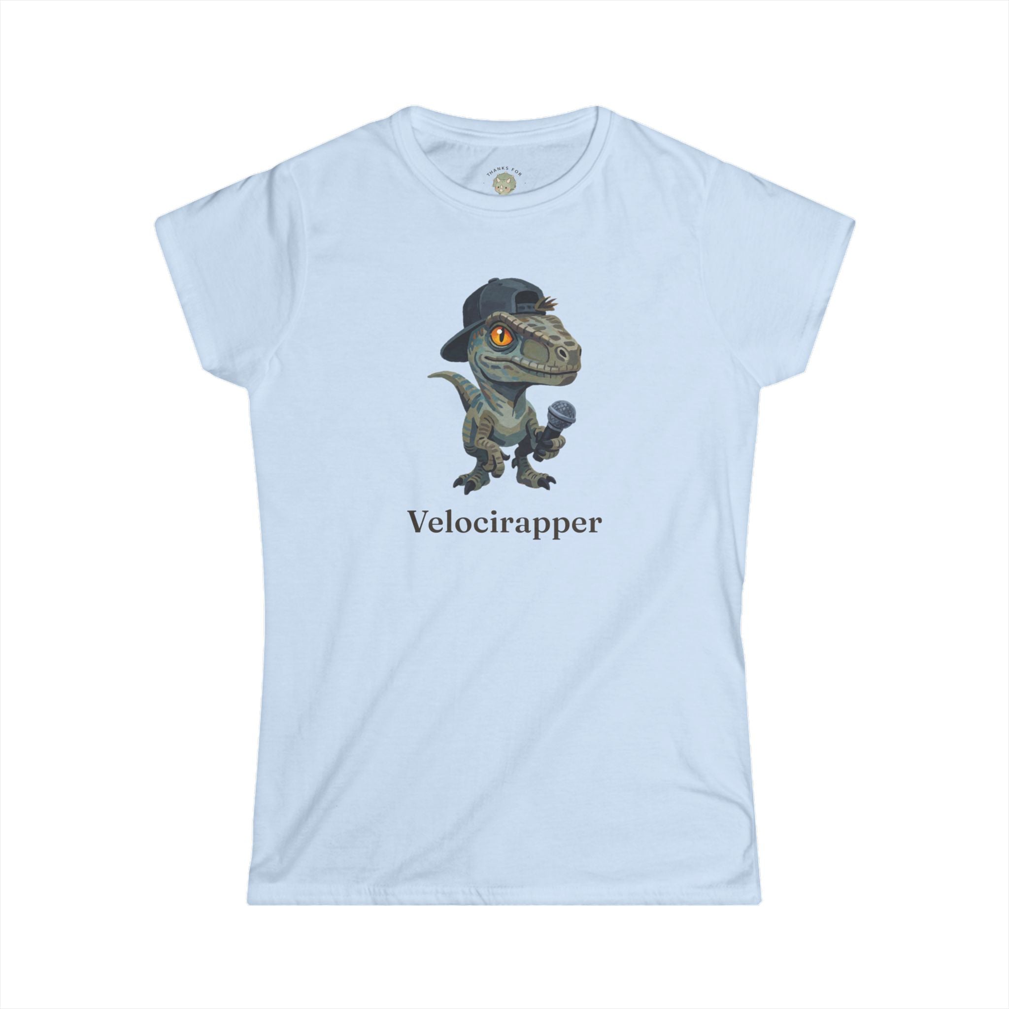 Women's Velocirapper T-Shirt — Funny Rapper Raptor Dinosaur Graphic Tee