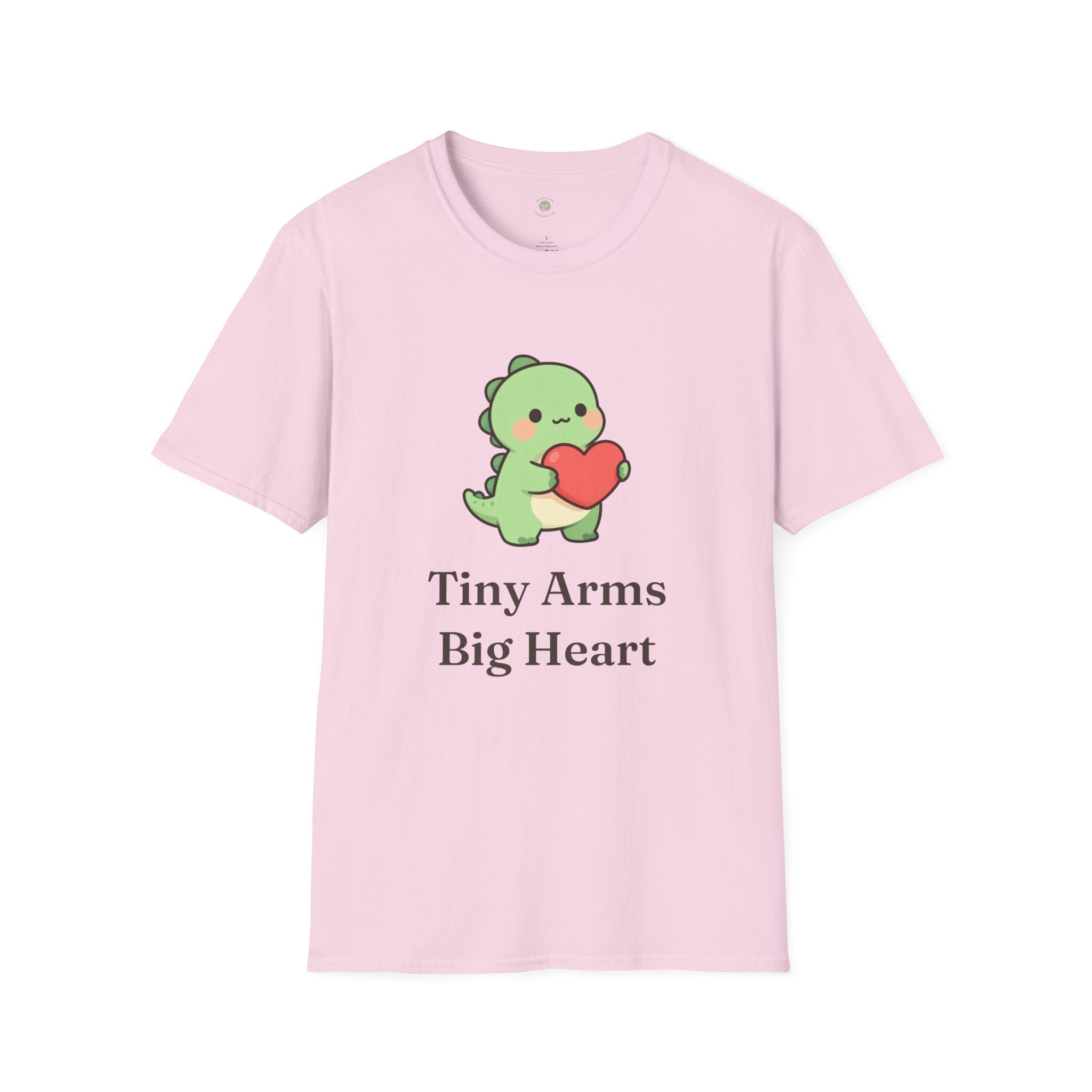 Tiny Arms, Big Heart Dino Tee — Kawaii T-Rex Heart Graphic T-Shirt