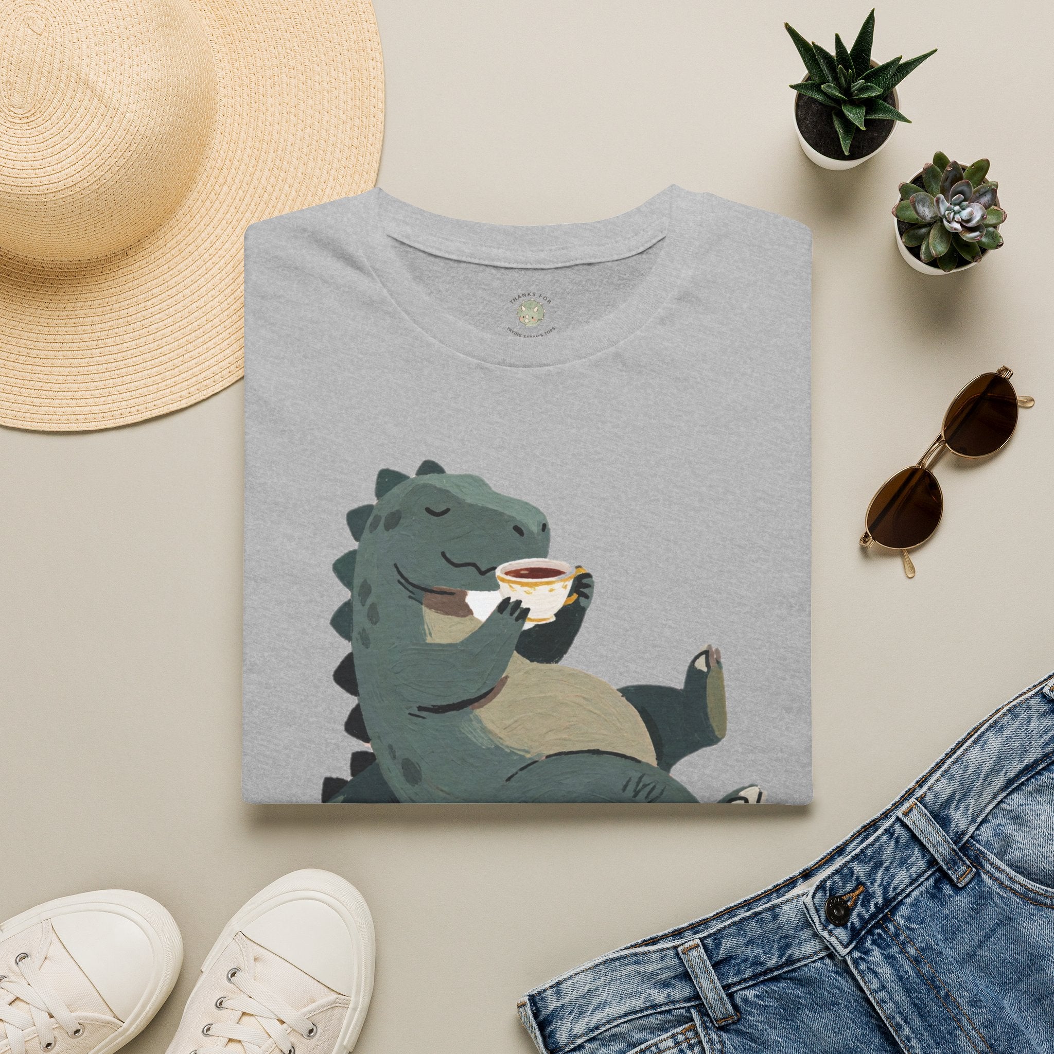 Sip Happens T-Shirt — Funny Dinosaur Coffee Tea Graphic Tee