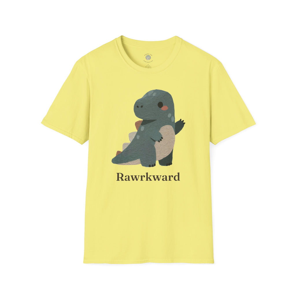 Rawrkward T-Shirt — Funny Awkward Shy Dinosaur Graphic Tee