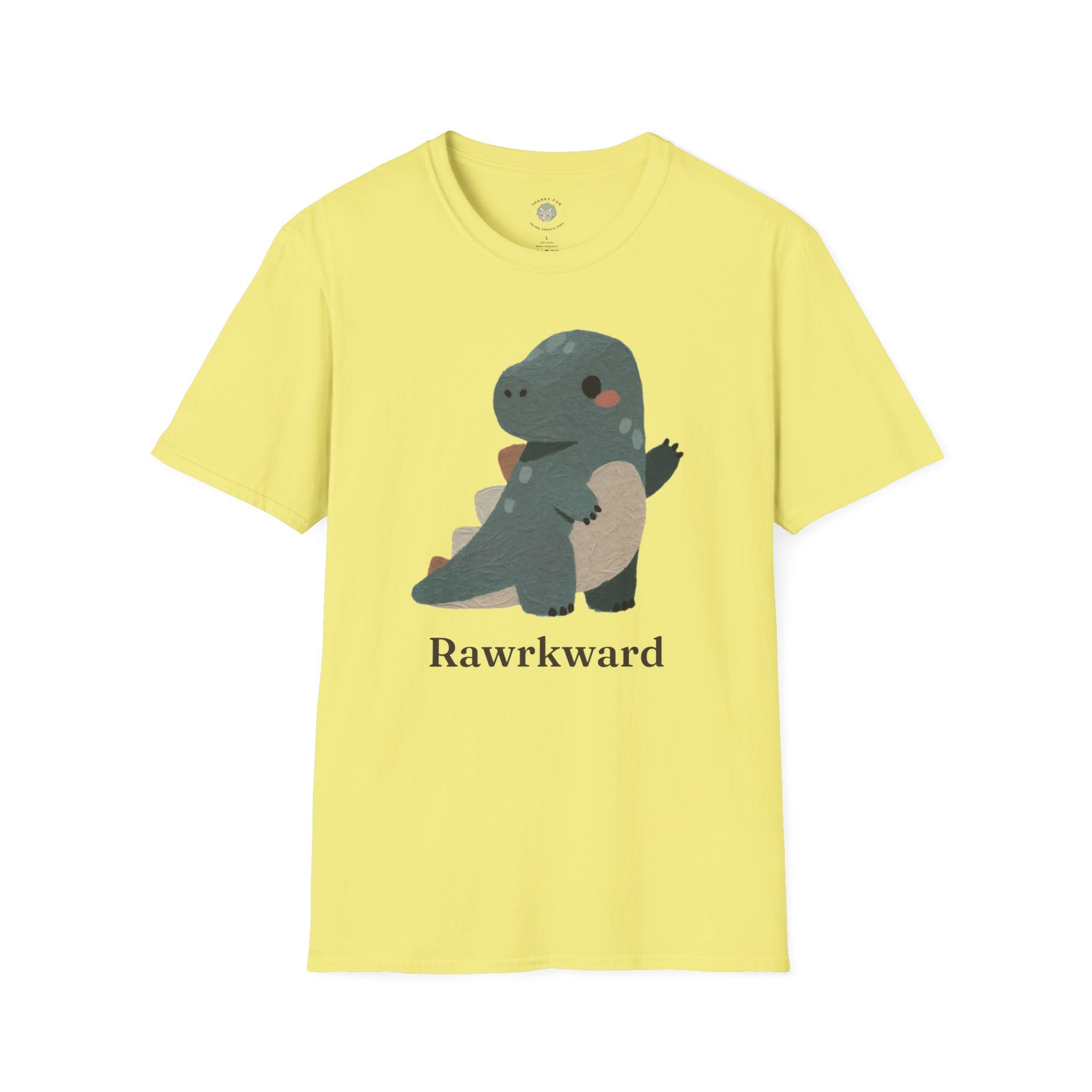 Rawrkward T-Shirt — Funny Awkward Shy Dinosaur Graphic Tee