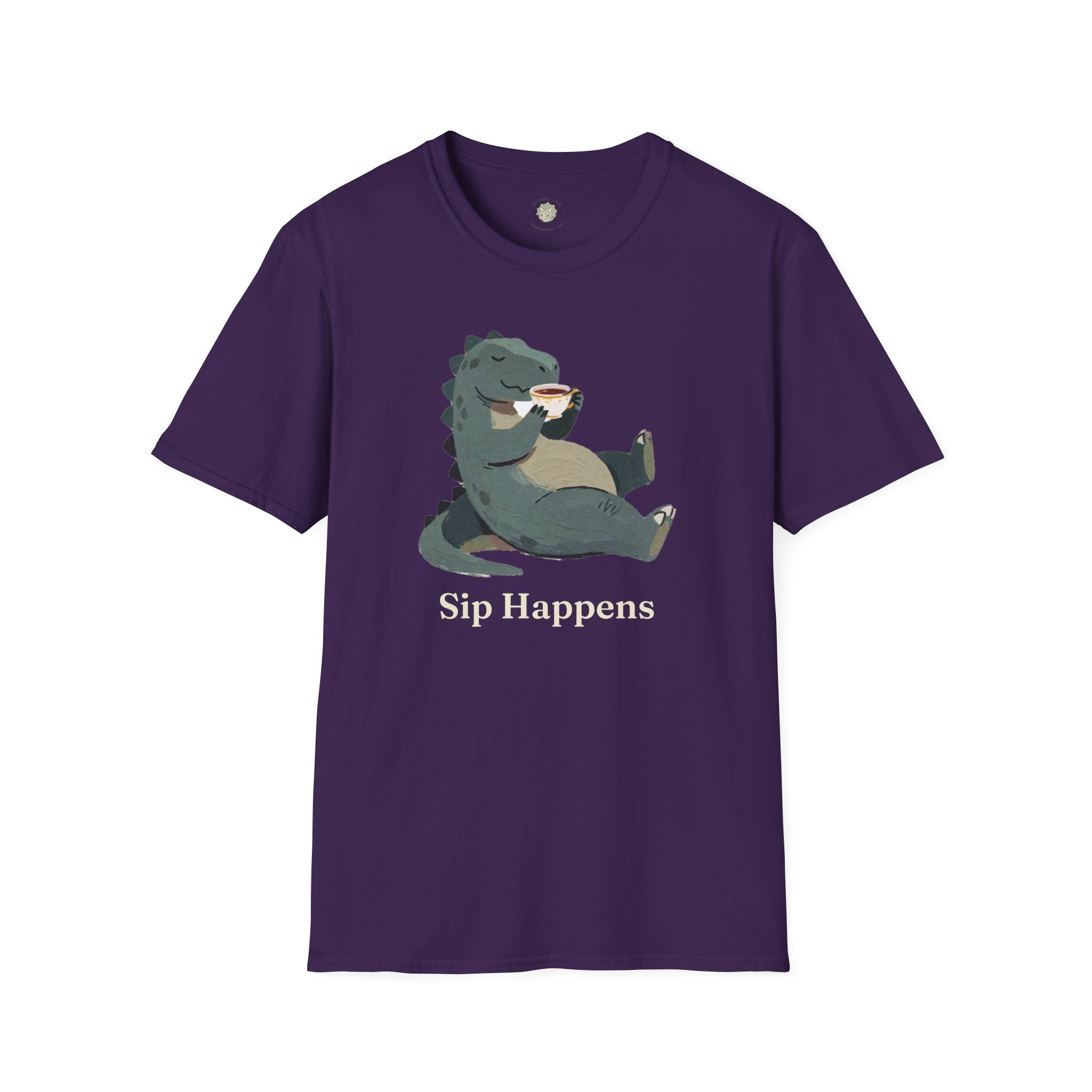 Sip Happens T-Shirt — Funny Dinosaur Coffee Tea Graphic Tee