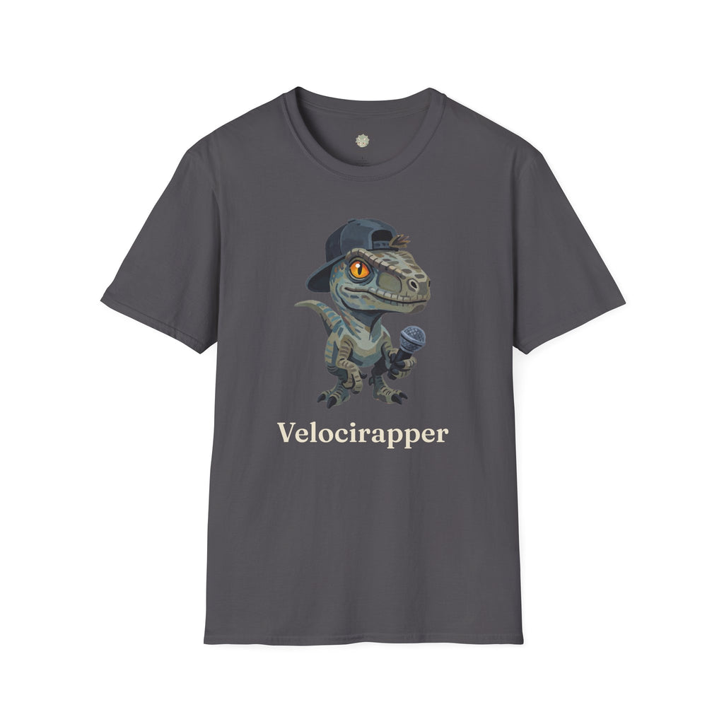 Velocirapper T-Shirt — Funny Rapper Raptor Dinosaur Graphic Tee