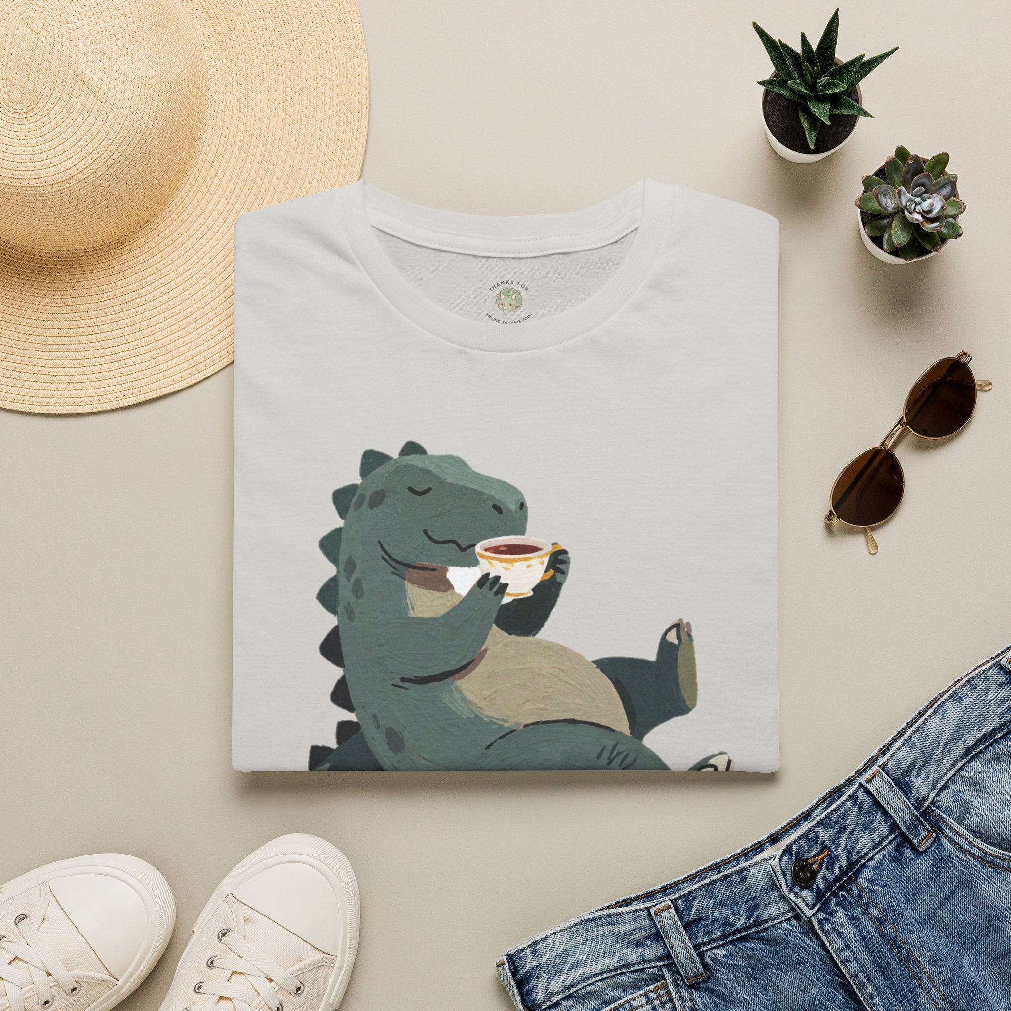 Sip Happens T-Shirt — Funny Dinosaur Coffee Tea Graphic Tee