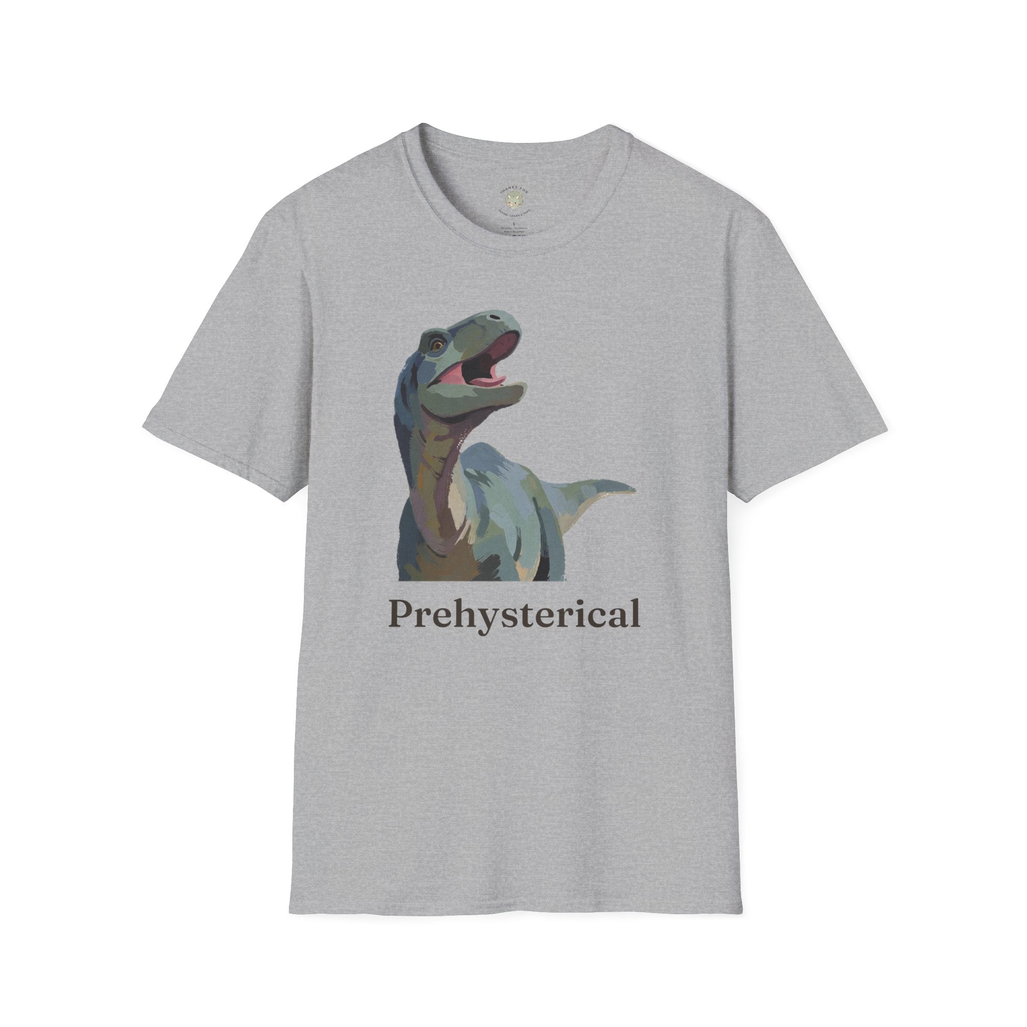 Prehysterical T-Shirt — Funny Laughing Dinosaur Pun Graphic Tee