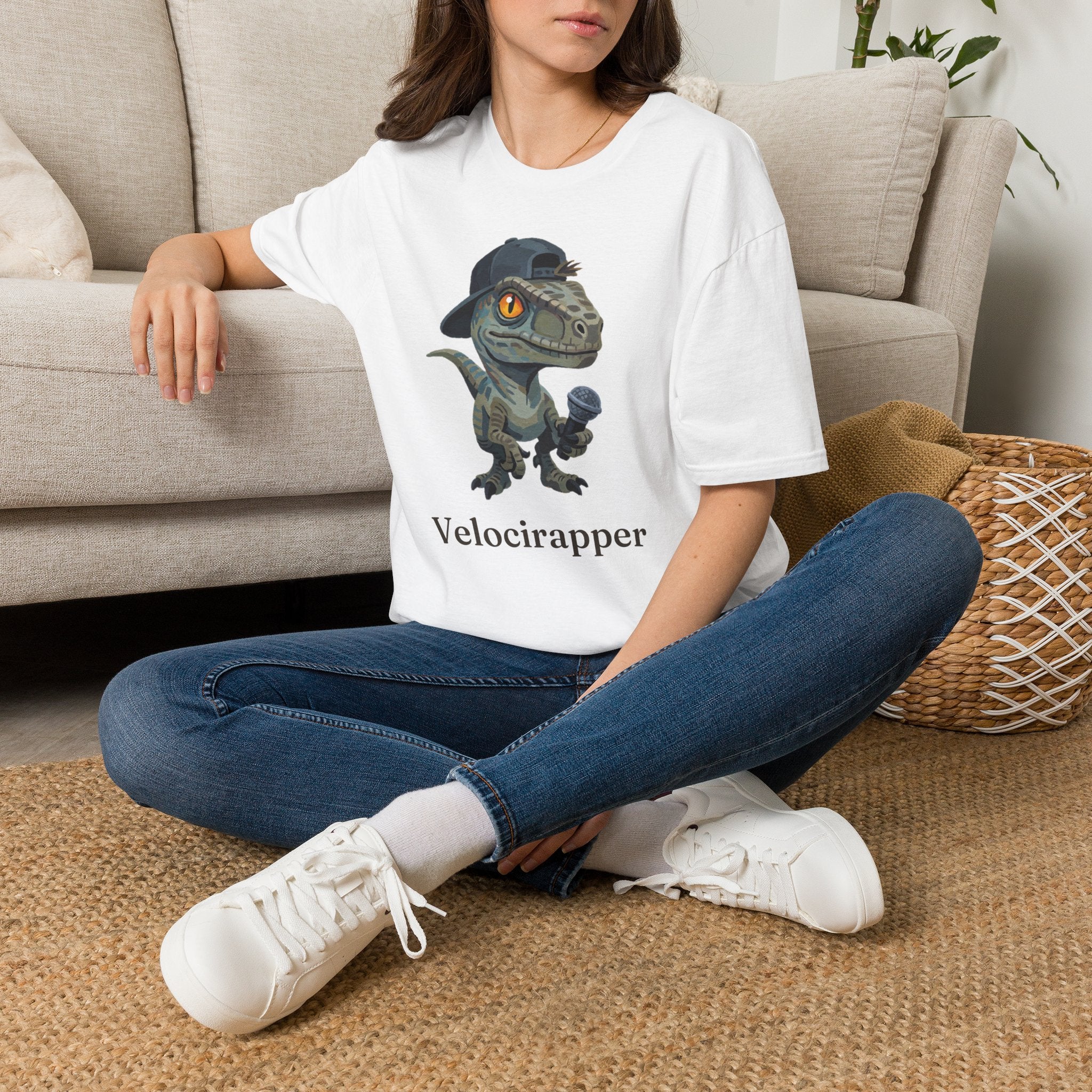 Velocirapper T-Shirt — Funny Rapper Raptor Dinosaur Graphic Tee