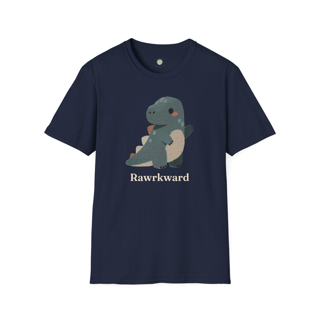 Rawrkward T-Shirt — Funny Awkward Shy Dinosaur Graphic Tee