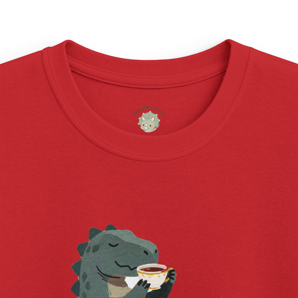 Kids Sip Happens T-Shirt — Funny Dinosaur Coffee Tea Graphic Tee