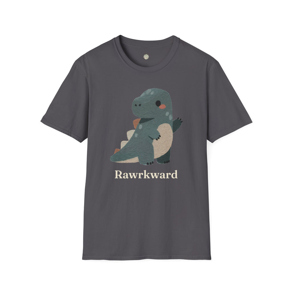 Rawrkward T-Shirt — Funny Awkward Shy Dinosaur Graphic Tee