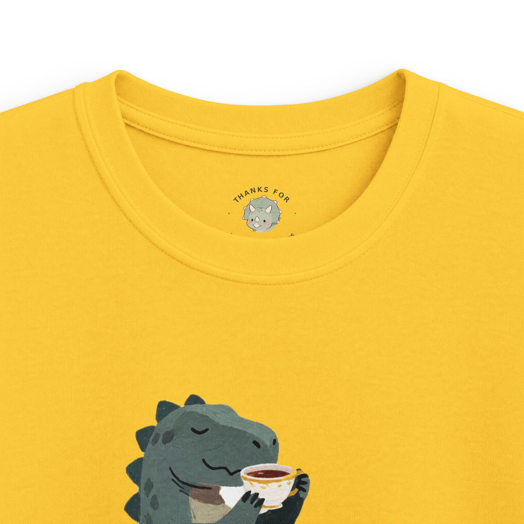 Kids Sip Happens T-Shirt — Funny Dinosaur Coffee Tea Graphic Tee