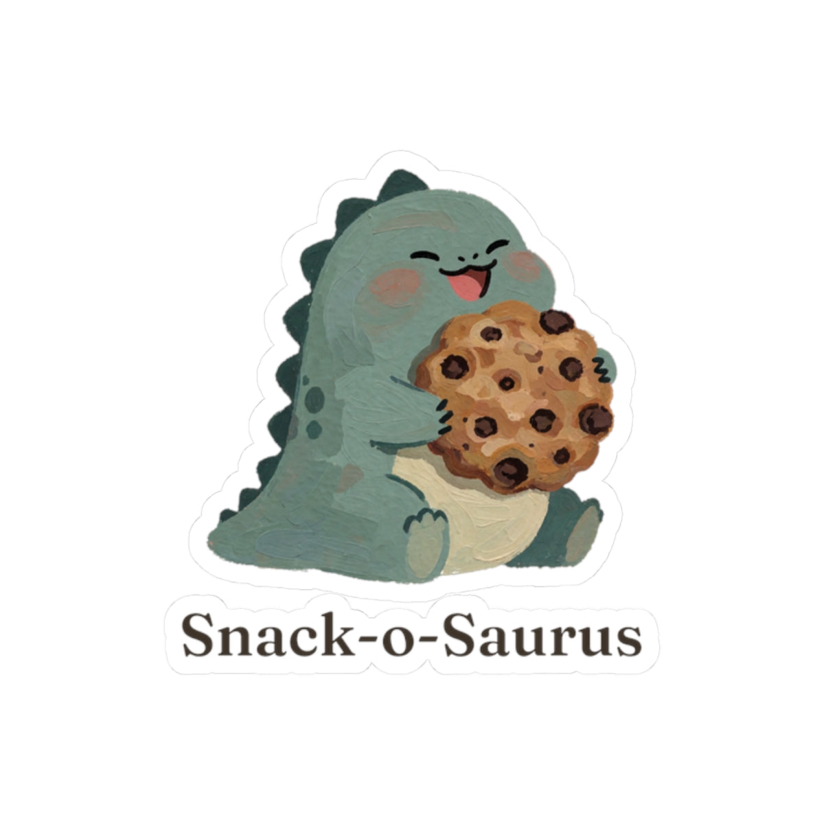 Snack-o-Saurus Sticker — Cute Cookie Dinosaur Snack Vinyl Sticker