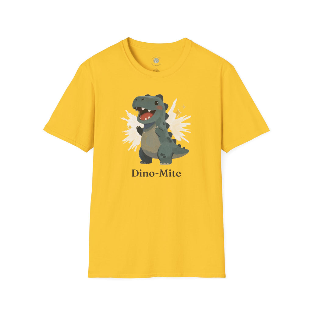 Dino-Mite T-Shirt — Cute Cheerful Dinosaur Pun Graphic Tee