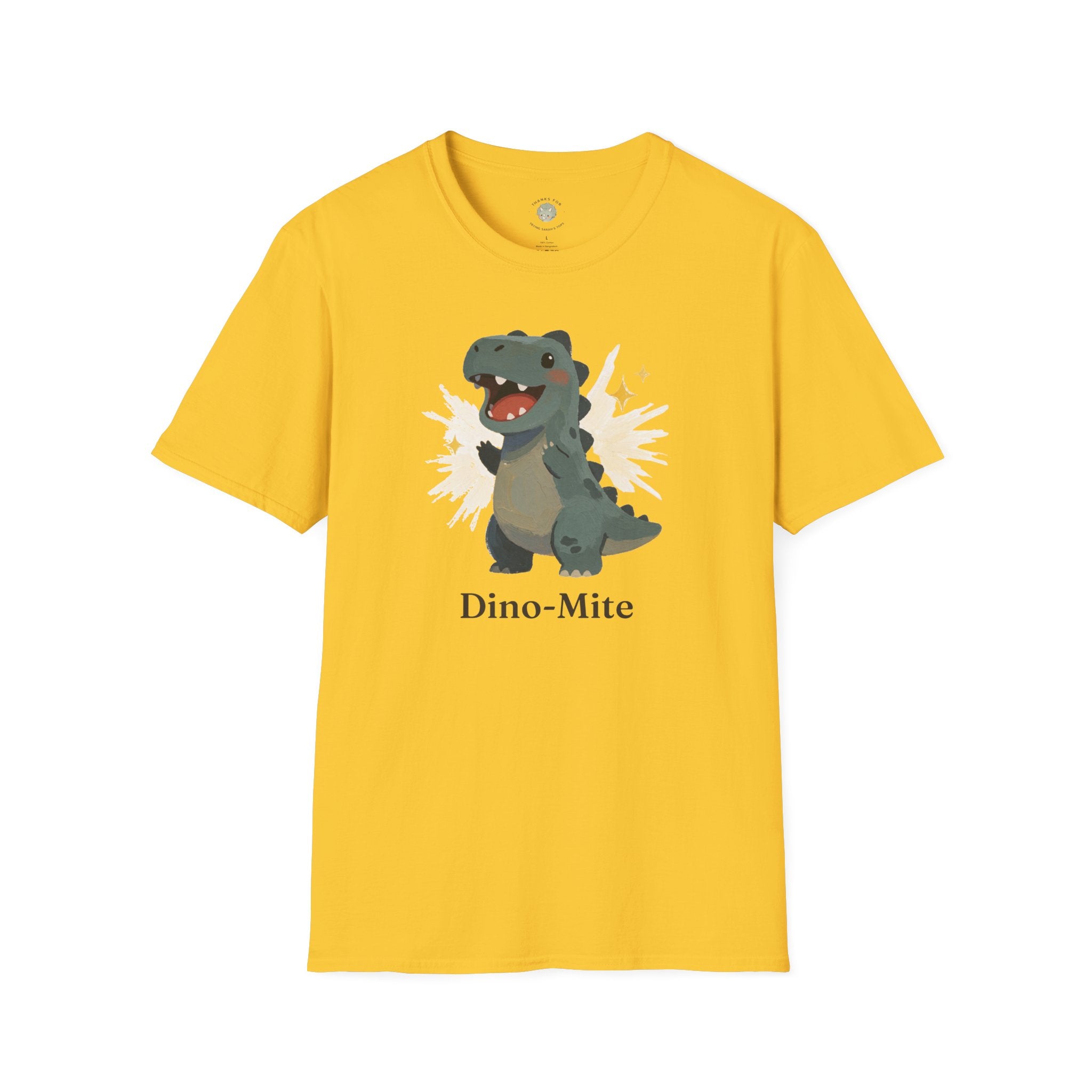 Dino-Mite T-Shirt — Cute Cheerful Dinosaur Pun Graphic Tee