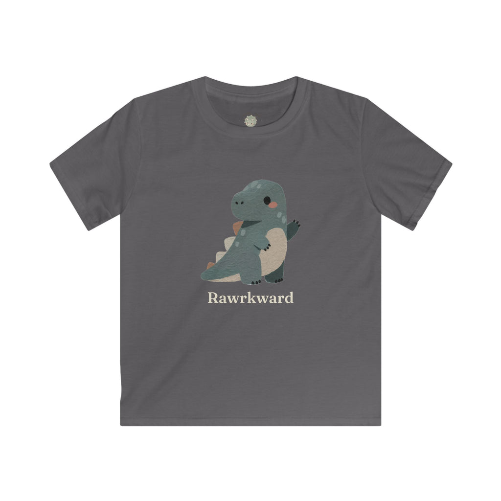 Kids Rawrkward T-Shirt — Funny Awkward Shy Dinosaur Graphic Tee