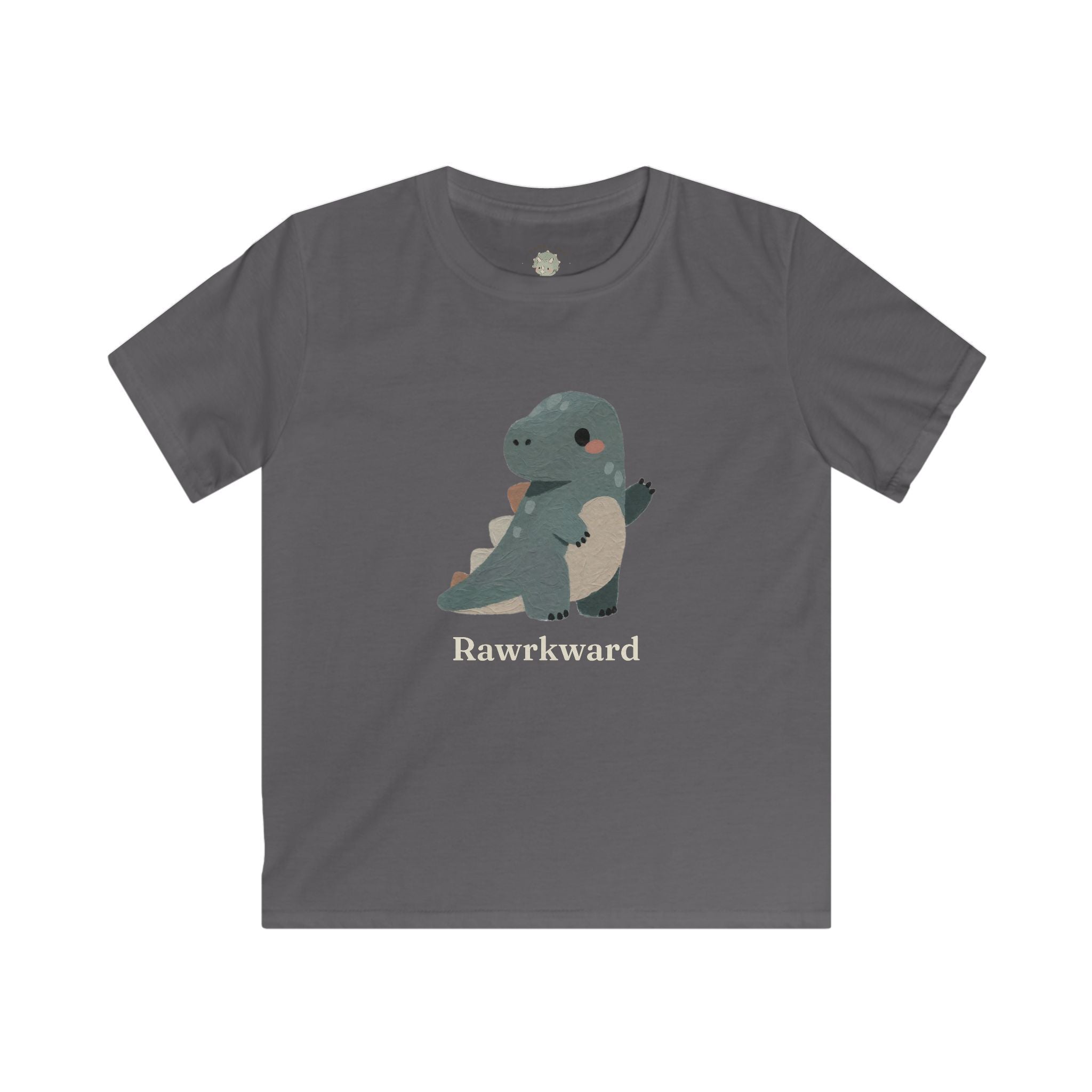 Kids Rawrkward T-Shirt — Funny Awkward Shy Dinosaur Graphic Tee