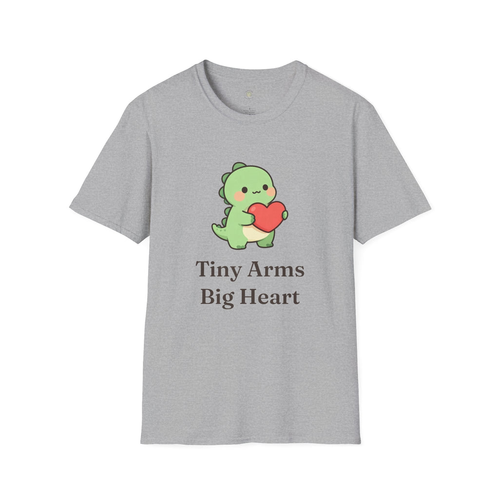 Tiny Arms, Big Heart Dino Tee — Kawaii T-Rex Heart Graphic T-Shirt