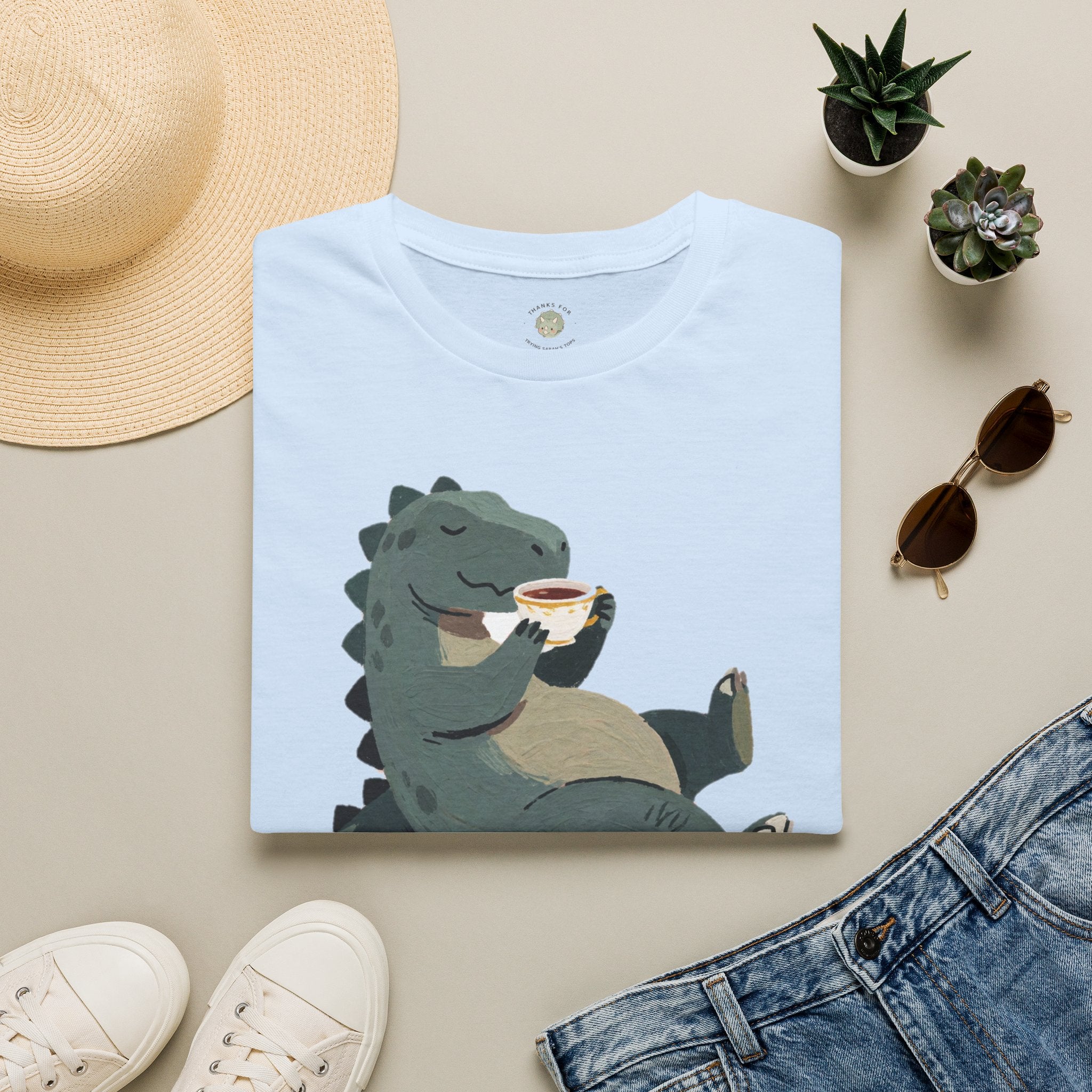 Sip Happens T-Shirt — Funny Dinosaur Coffee Tea Graphic Tee