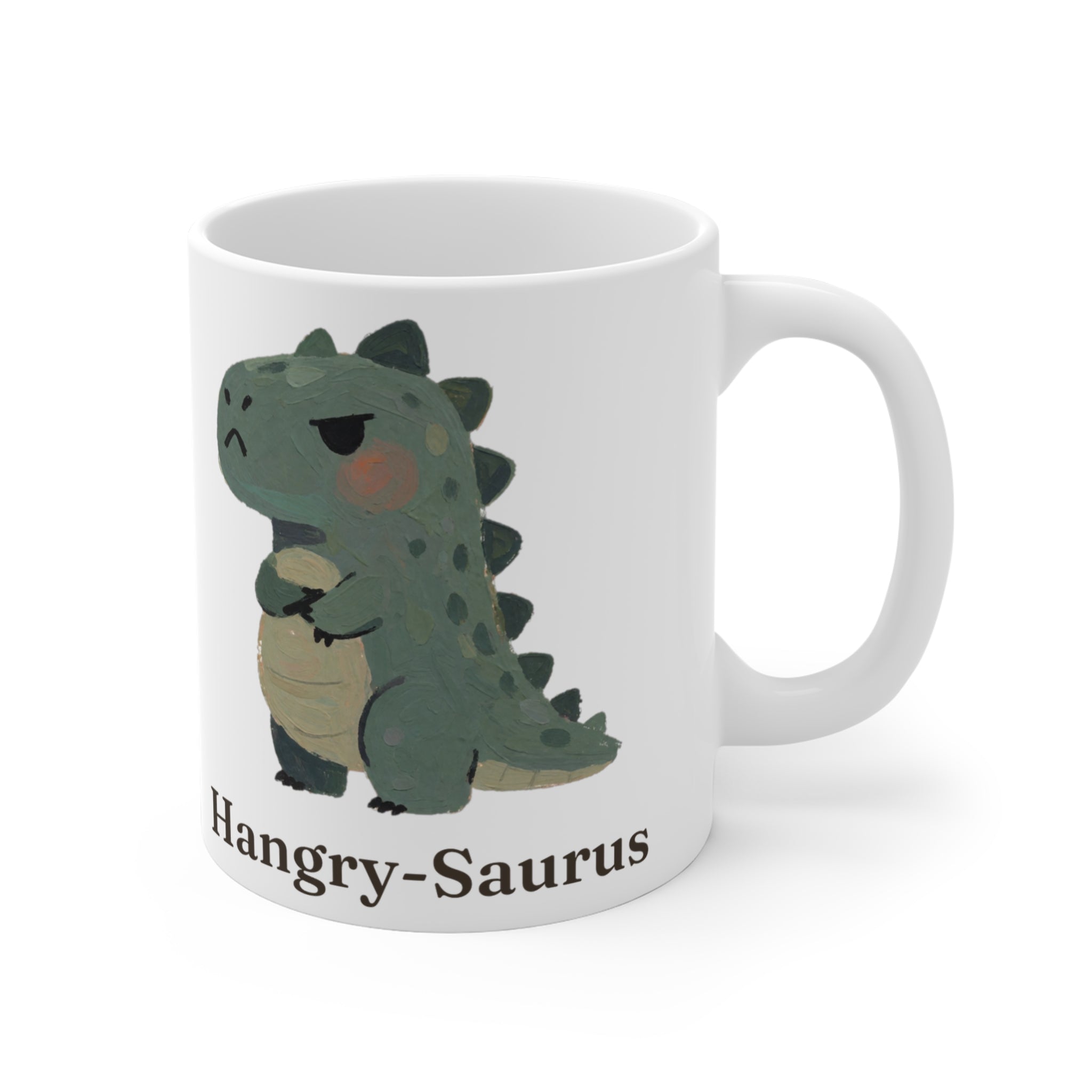 Hangry-Saurus Mug — Funny Hungry Grumpy Dinosaur Ceramic Mug