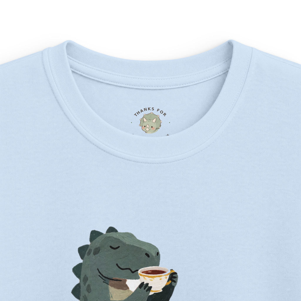 Kids Sip Happens T-Shirt — Funny Dinosaur Coffee Tea Graphic Tee