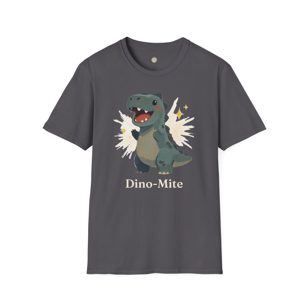 Dino-Mite T-Shirt — Cute Cheerful Dinosaur Pun Graphic Tee