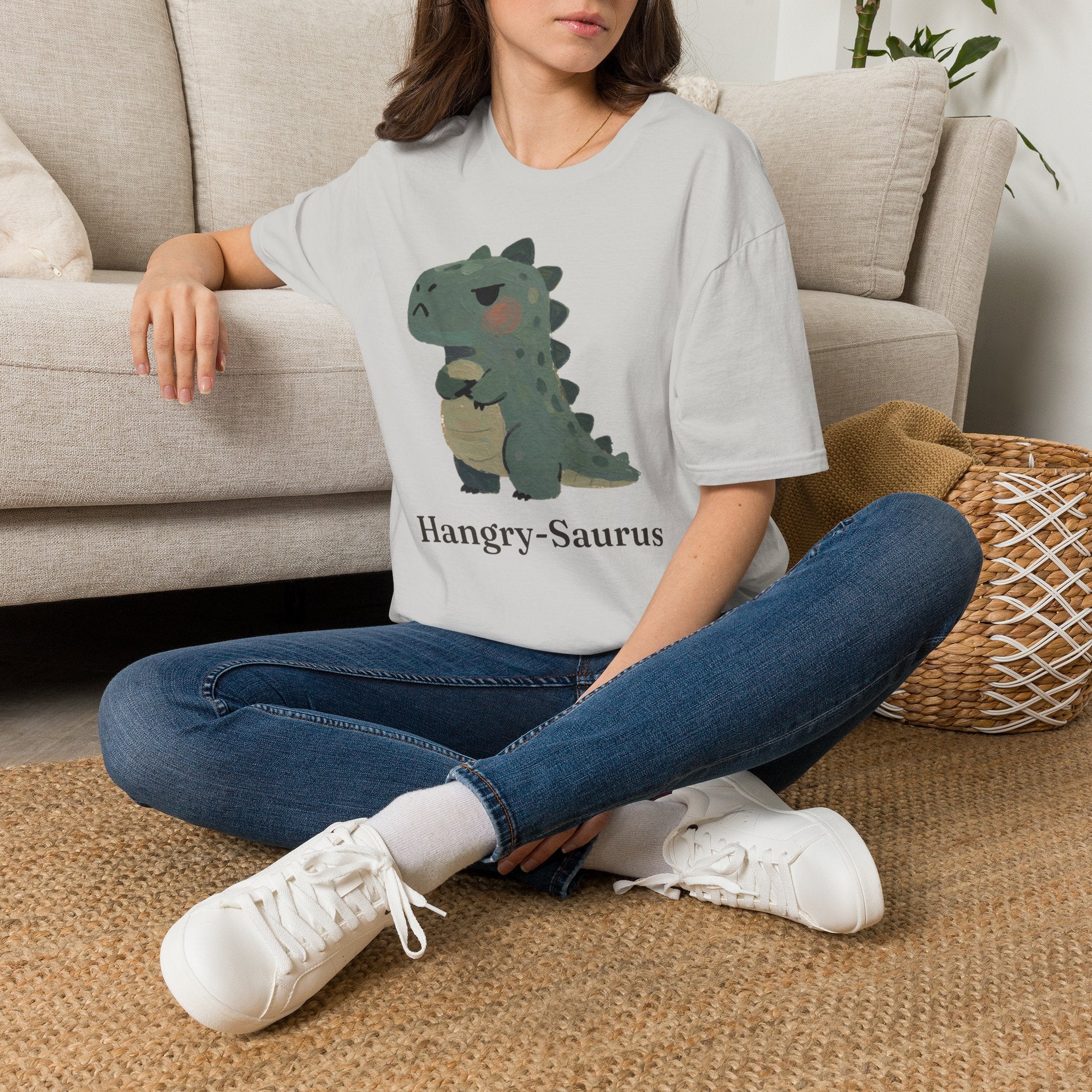Hangry-Saurus T-Shirt — Funny Hungry Grumpy Dinosaur Graphic Tee