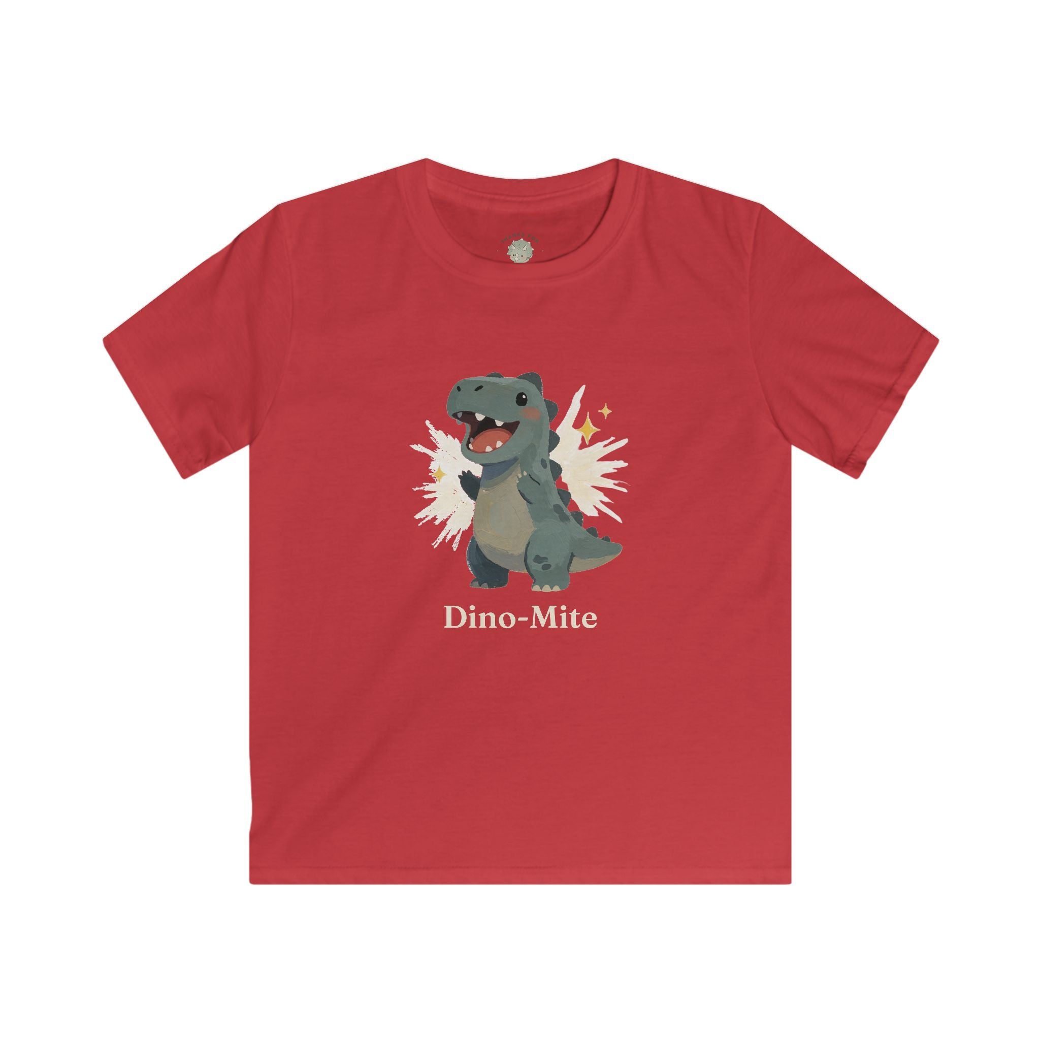 Kids Dino-Mite T-Shirt — Cute Cheerful Dinosaur Pun Graphic Tee