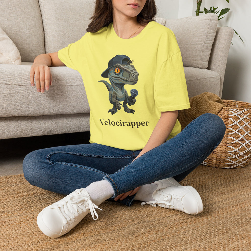 Velocirapper T-Shirt — Funny Rapper Raptor Dinosaur Graphic Tee