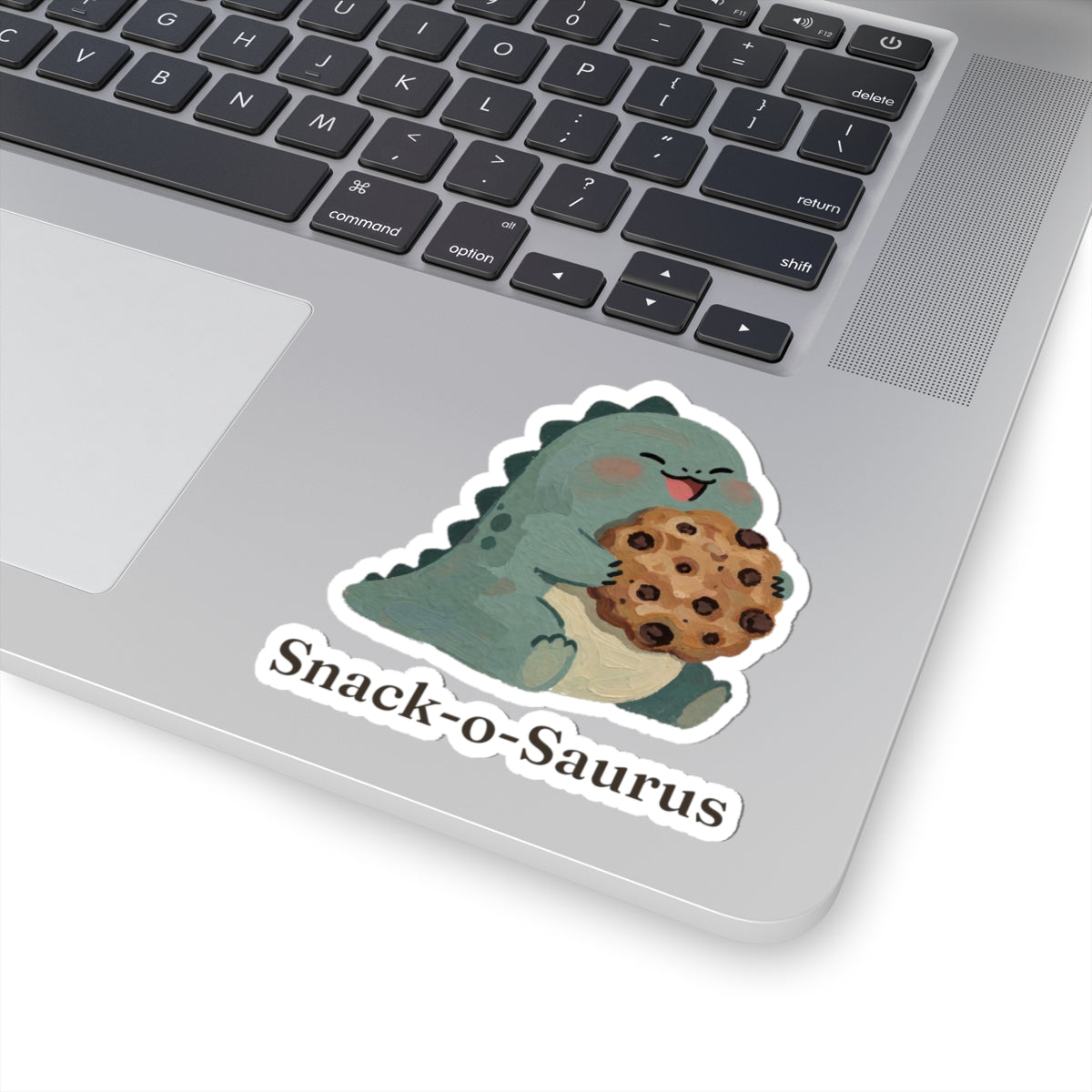 Snack-o-Saurus Sticker — Cute Cookie Dinosaur Snack Vinyl Sticker