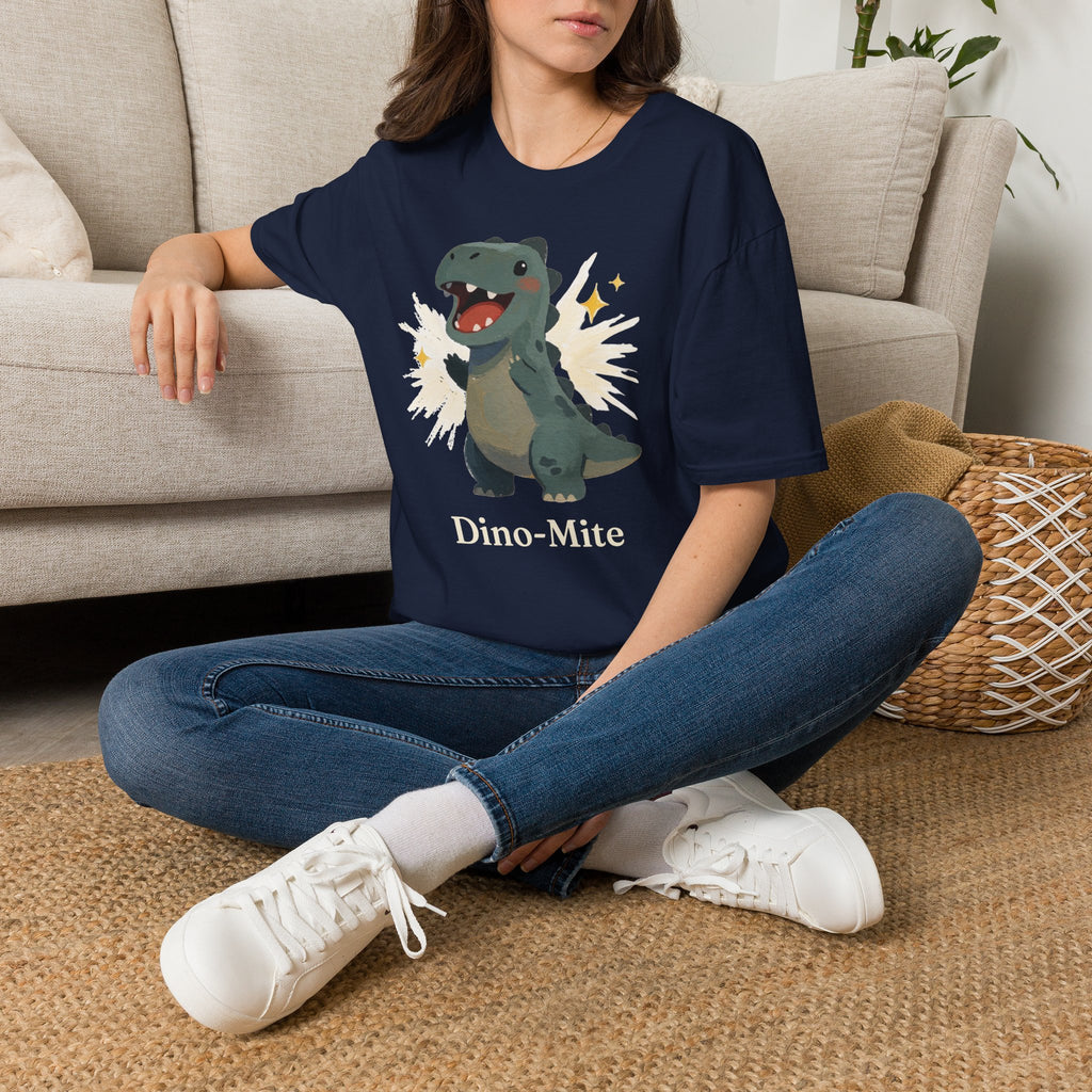 Dino-Mite T-Shirt — Cute Cheerful Dinosaur Pun Graphic Tee