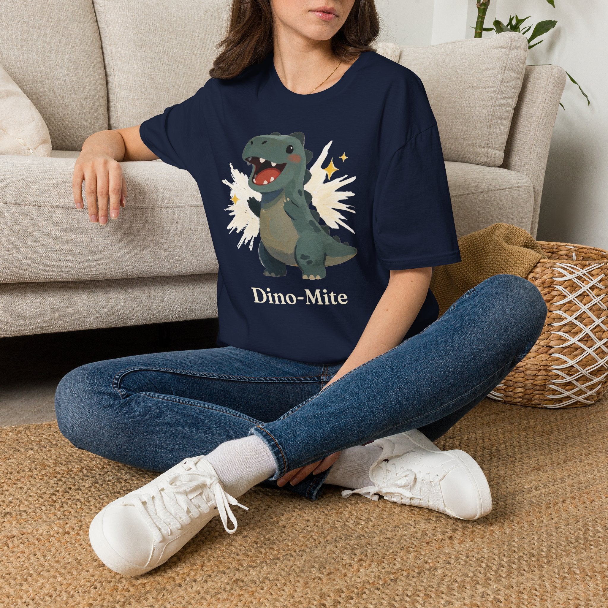 Dino-Mite T-Shirt — Cute Cheerful Dinosaur Pun Graphic Tee