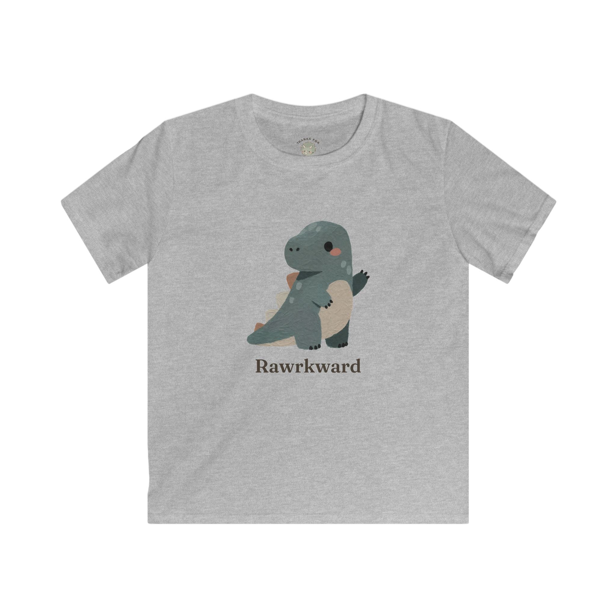 Kids Rawrkward T-Shirt — Funny Awkward Shy Dinosaur Graphic Tee