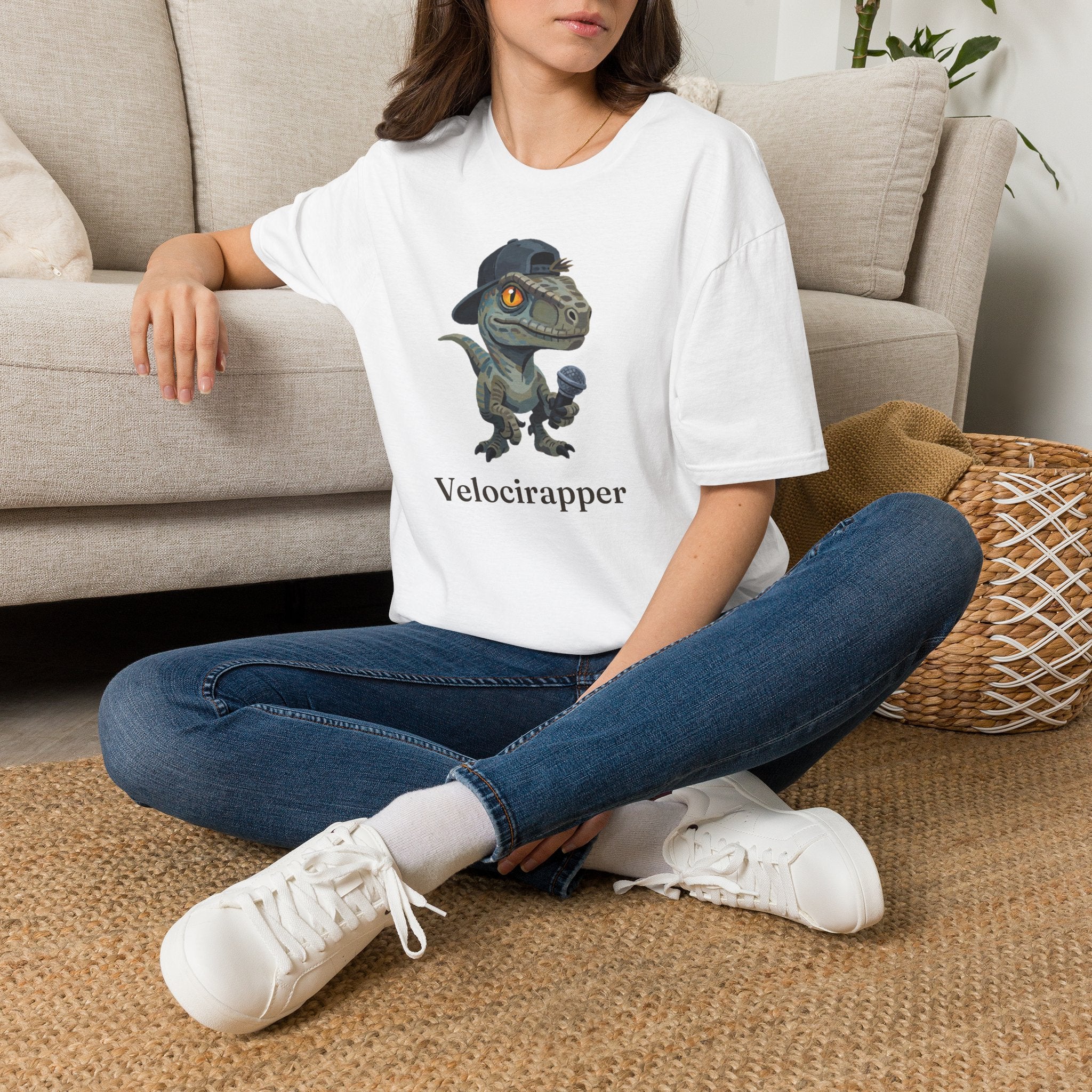 Velocirapper T-Shirt — Funny Rapper Raptor Dinosaur Graphic Tee