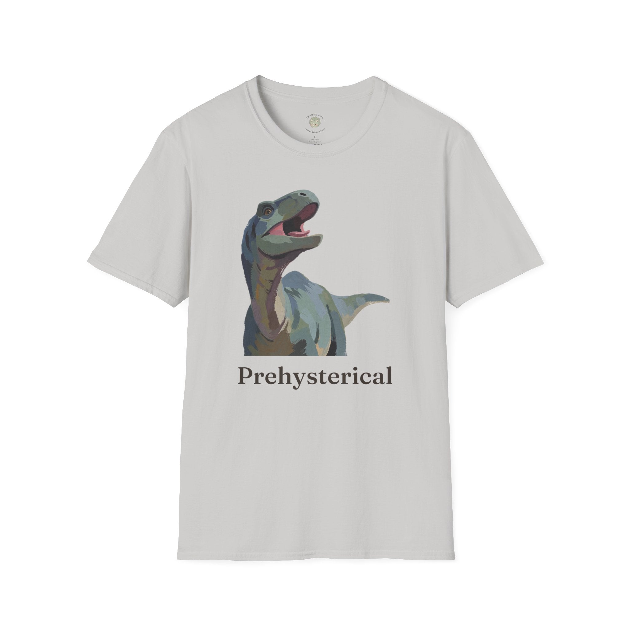 Prehysterical T-Shirt — Funny Laughing Dinosaur Pun Graphic Tee
