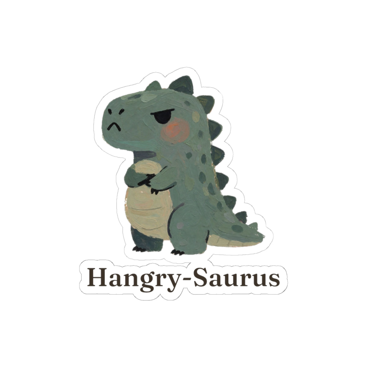 Hangry-Saurus Sticker — Funny Hungry Grumpy Dinosaur Vinyl Sticker