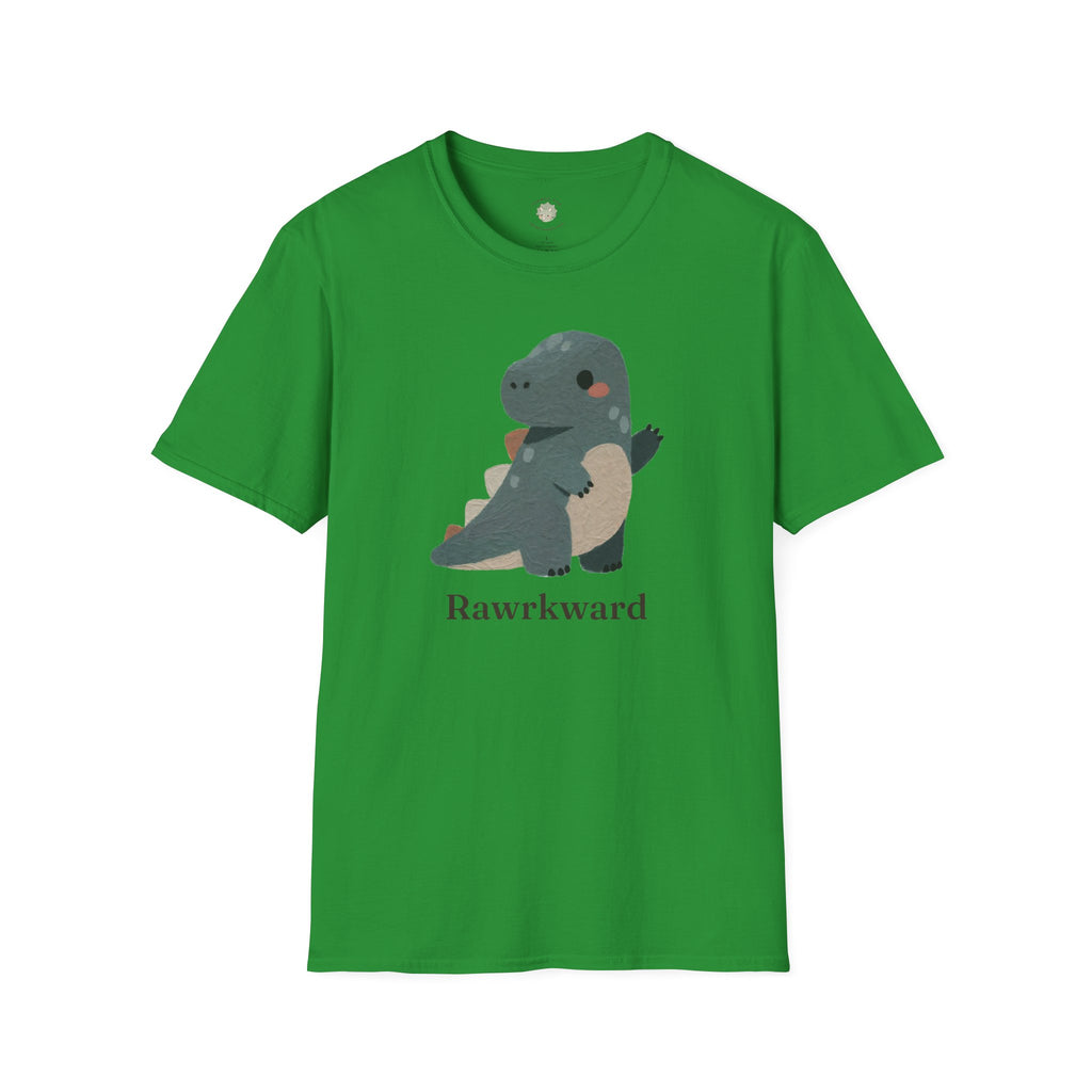 Rawrkward T-Shirt — Funny Awkward Shy Dinosaur Graphic Tee