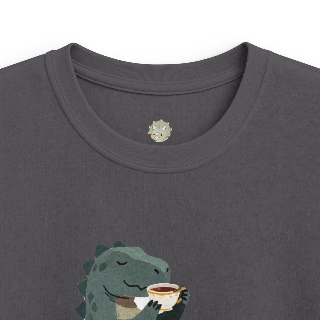 Kids Sip Happens T-Shirt — Funny Dinosaur Coffee Tea Graphic Tee
