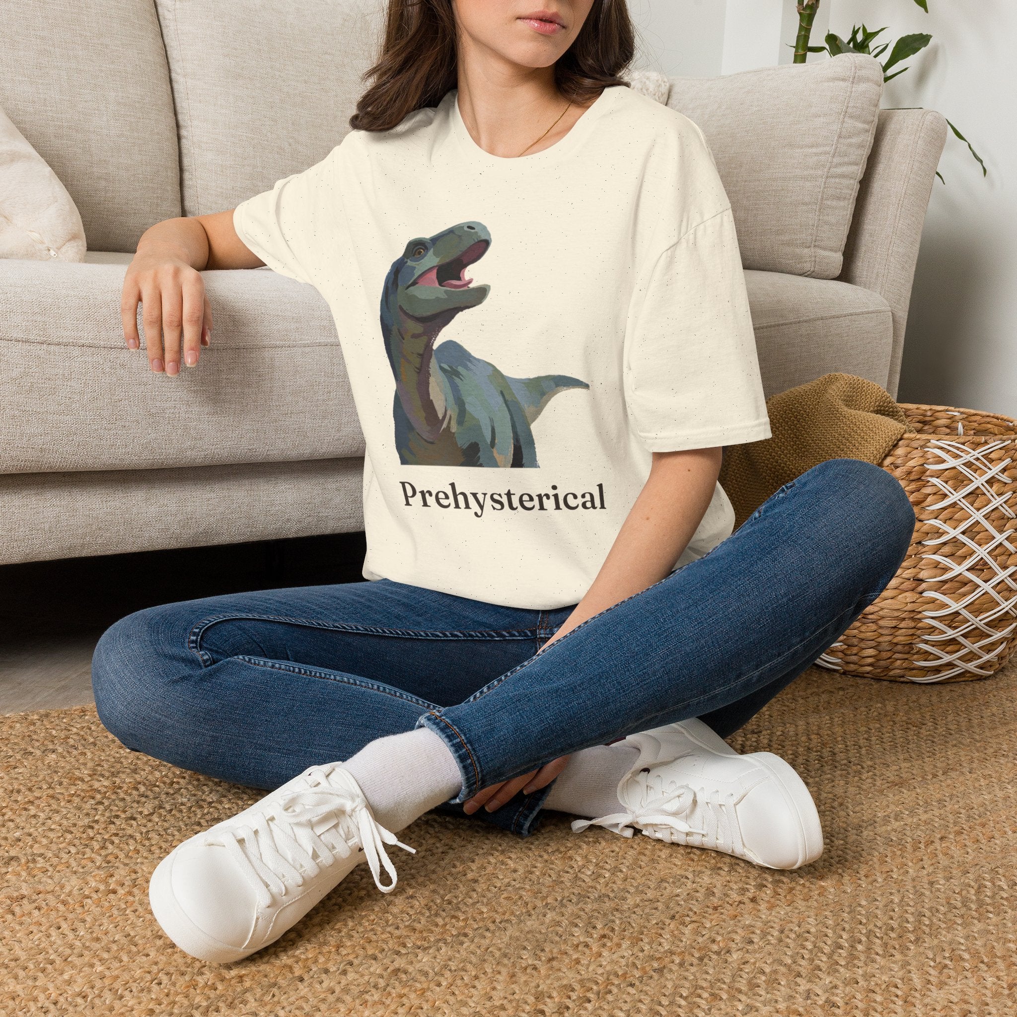 Prehysterical T-Shirt — Funny Laughing Dinosaur Pun Graphic Tee