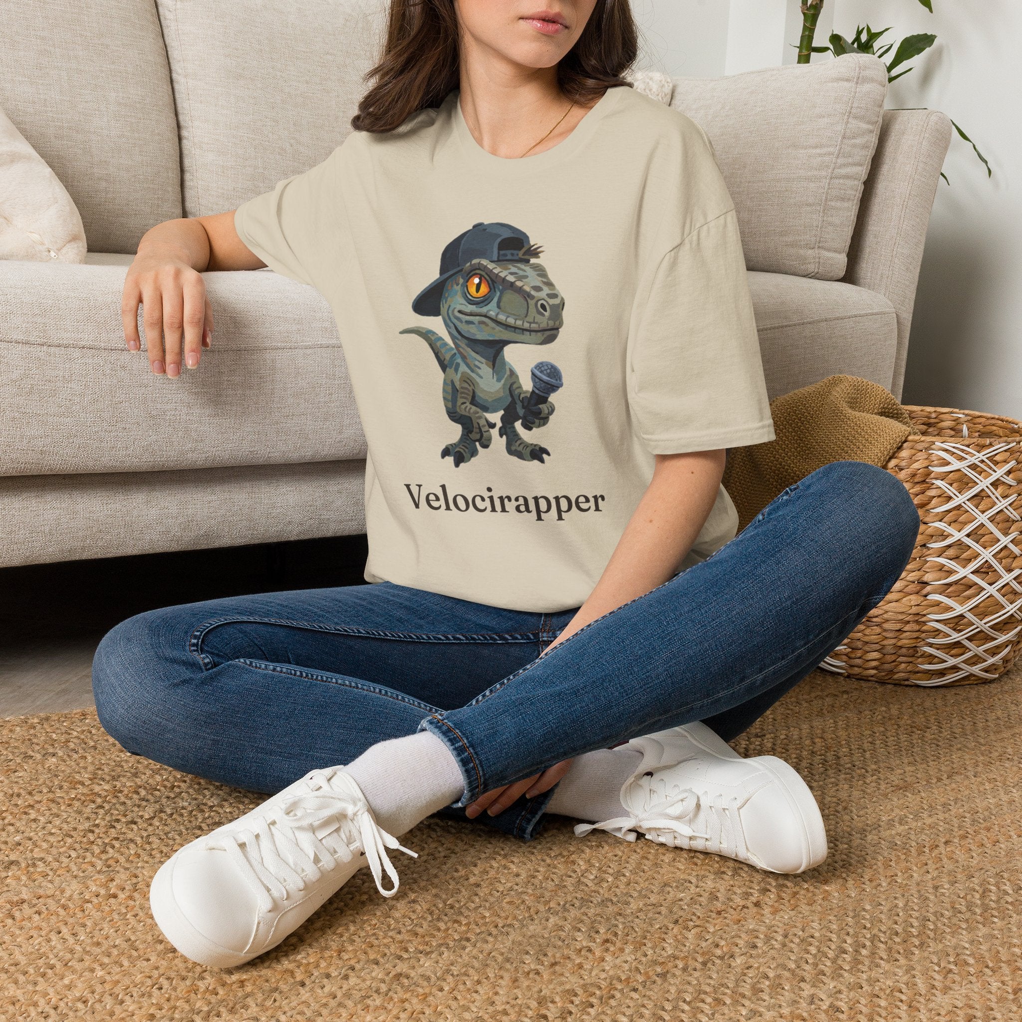 Velocirapper T-Shirt — Funny Rapper Raptor Dinosaur Graphic Tee