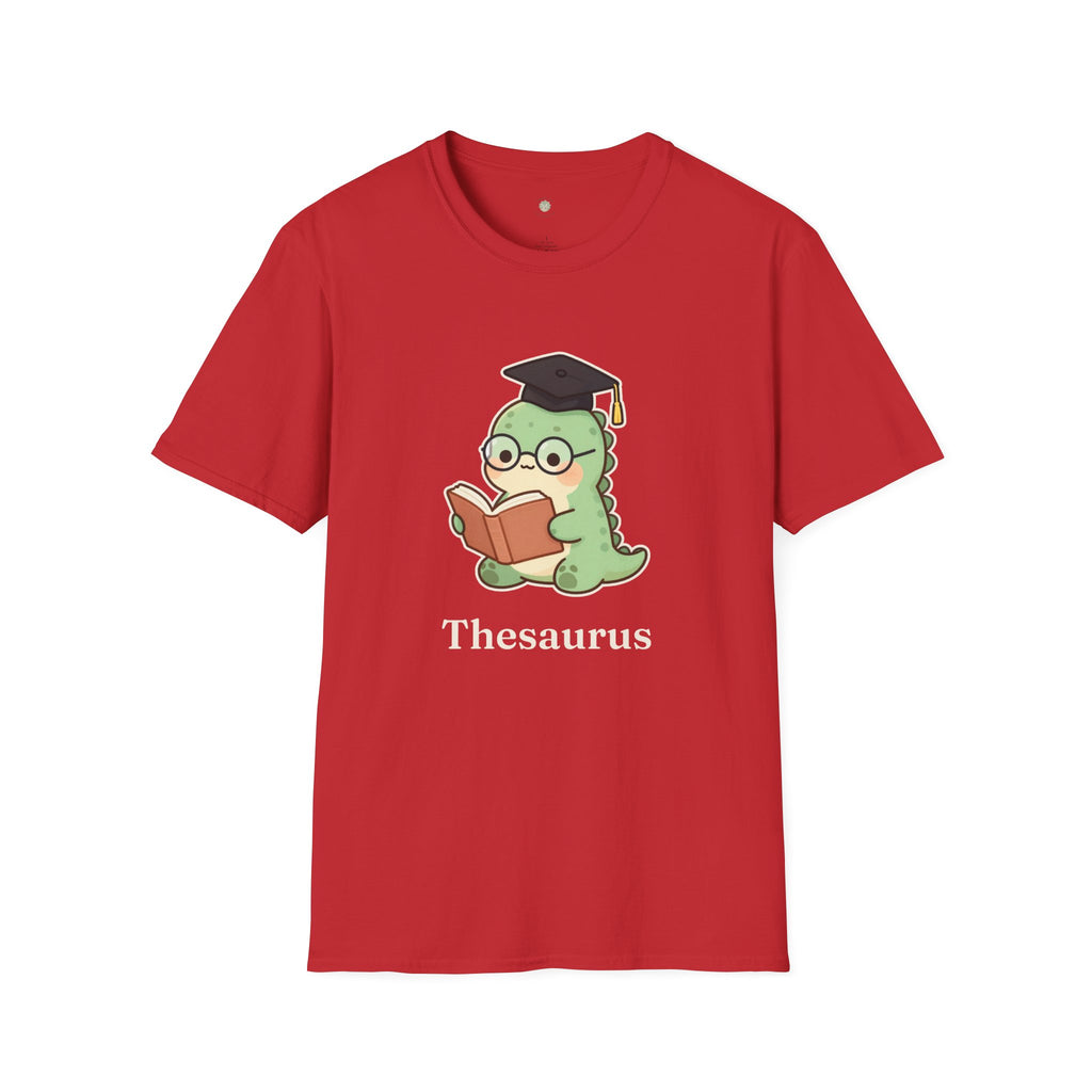 Thesaurus T-Shirt — Cute Word Nerd Dinosaur Grammar Pun Graphic Tee