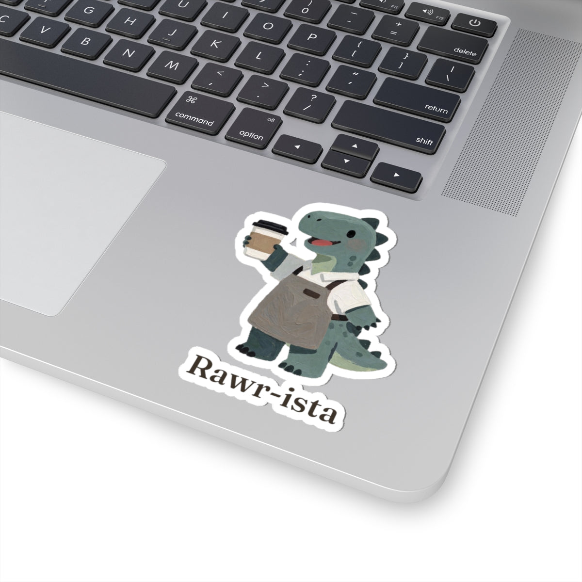 Rawr-ista Sticker — Funny Coffee Dinosaur Barista Vinyl Sticker
